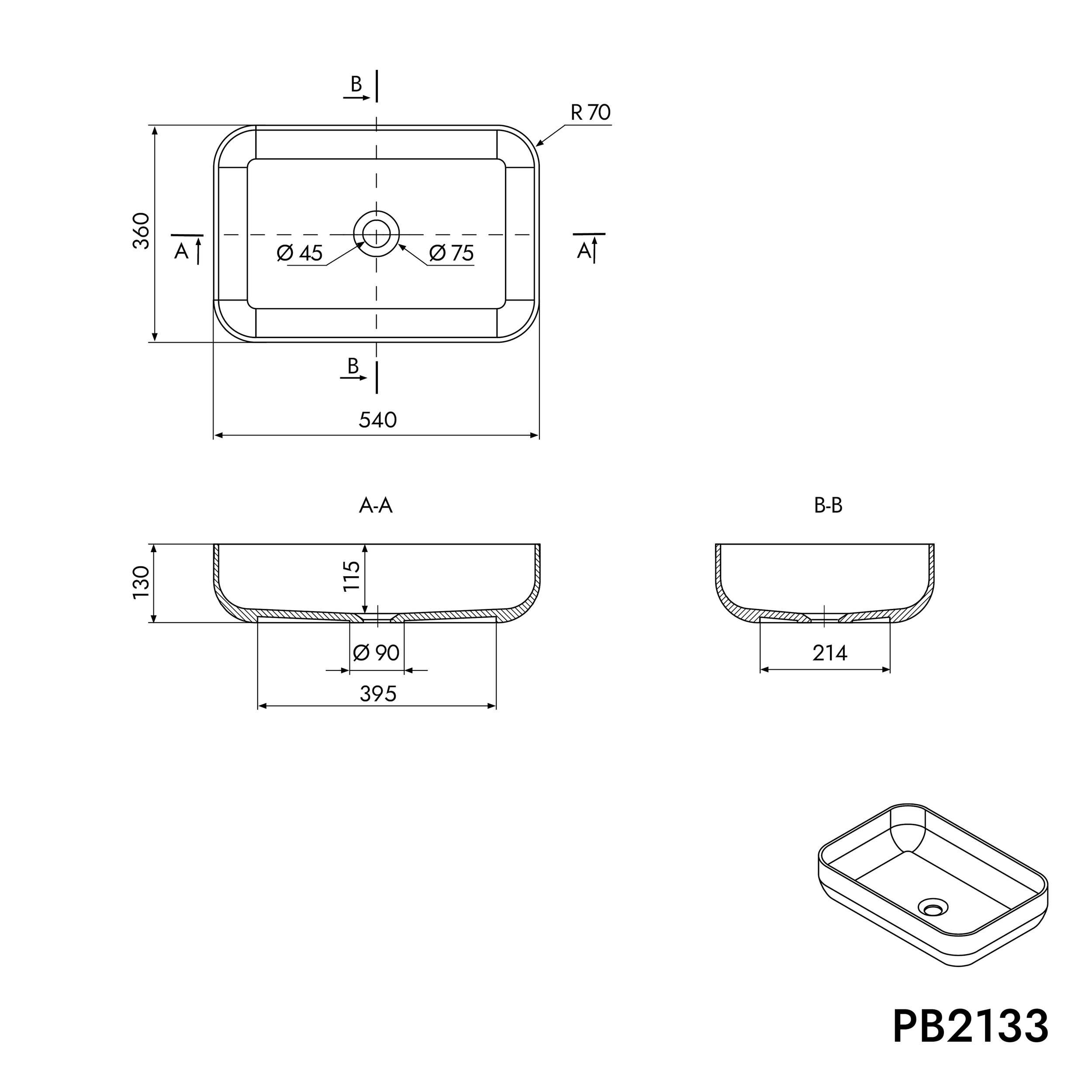 Lavabo da appoggio PB2133