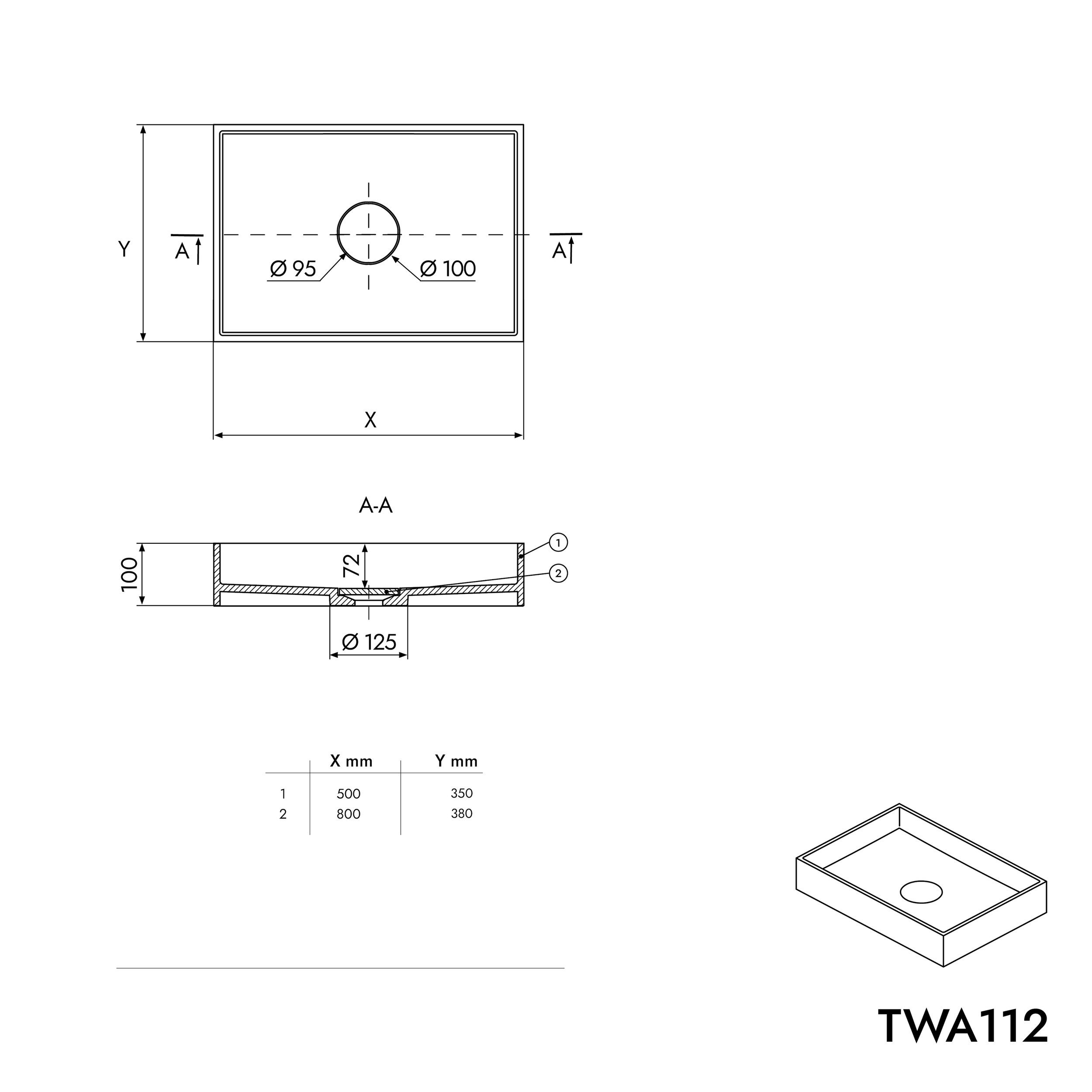 Lavabo da appoggio TWA112