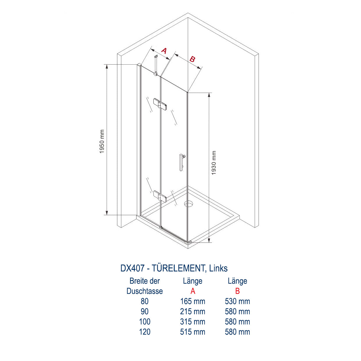 Doccia angolare con porte a battente DX407