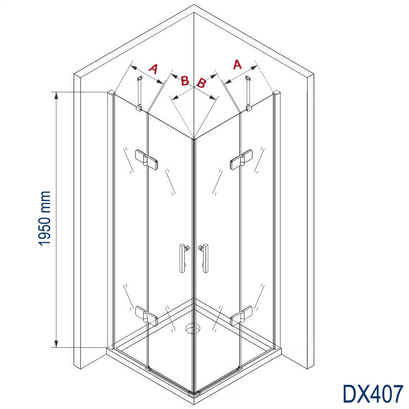 Parete doccia fissa e porta rotante in vetro temprato - 8mm - NANO - DX407 -  larghezza selezionabile