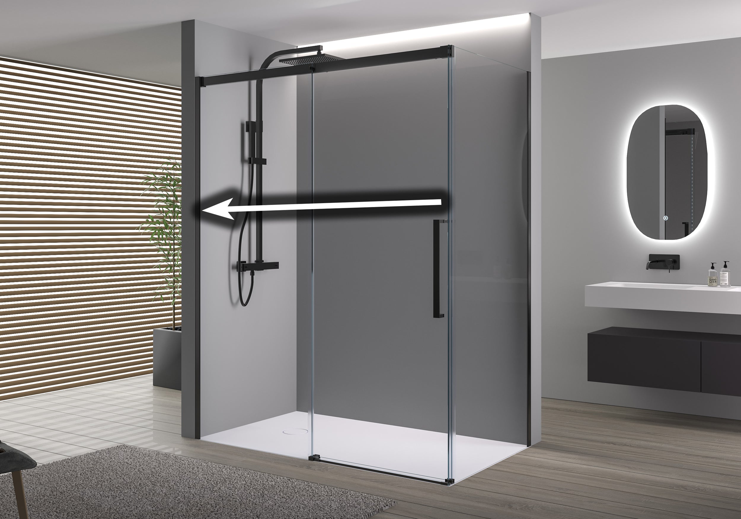 Doccia ad angolo con porta scorrevole Soft-Close DX906 FLEX