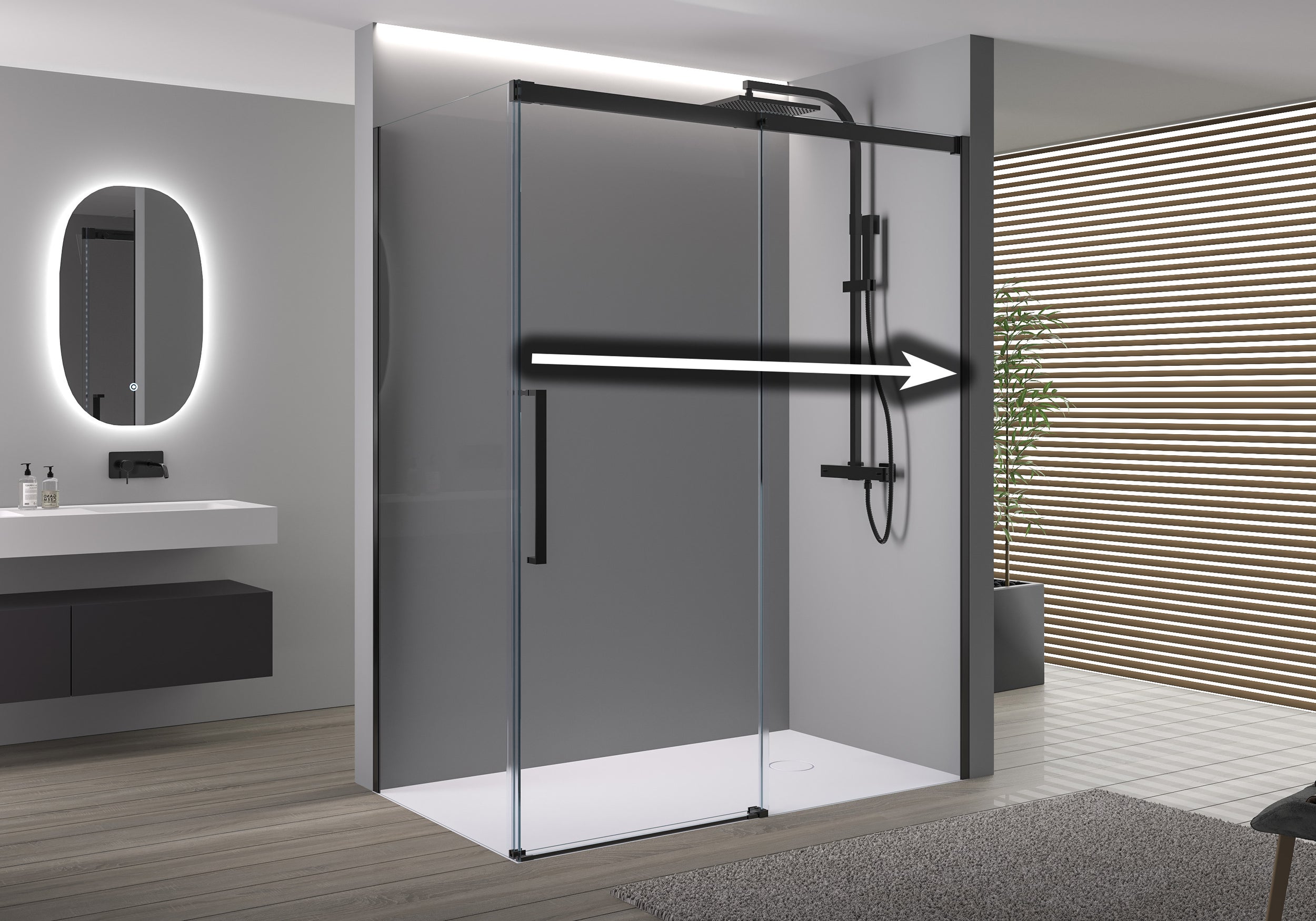 Doccia ad angolo con porta scorrevole Soft-Close DX906 FLEX