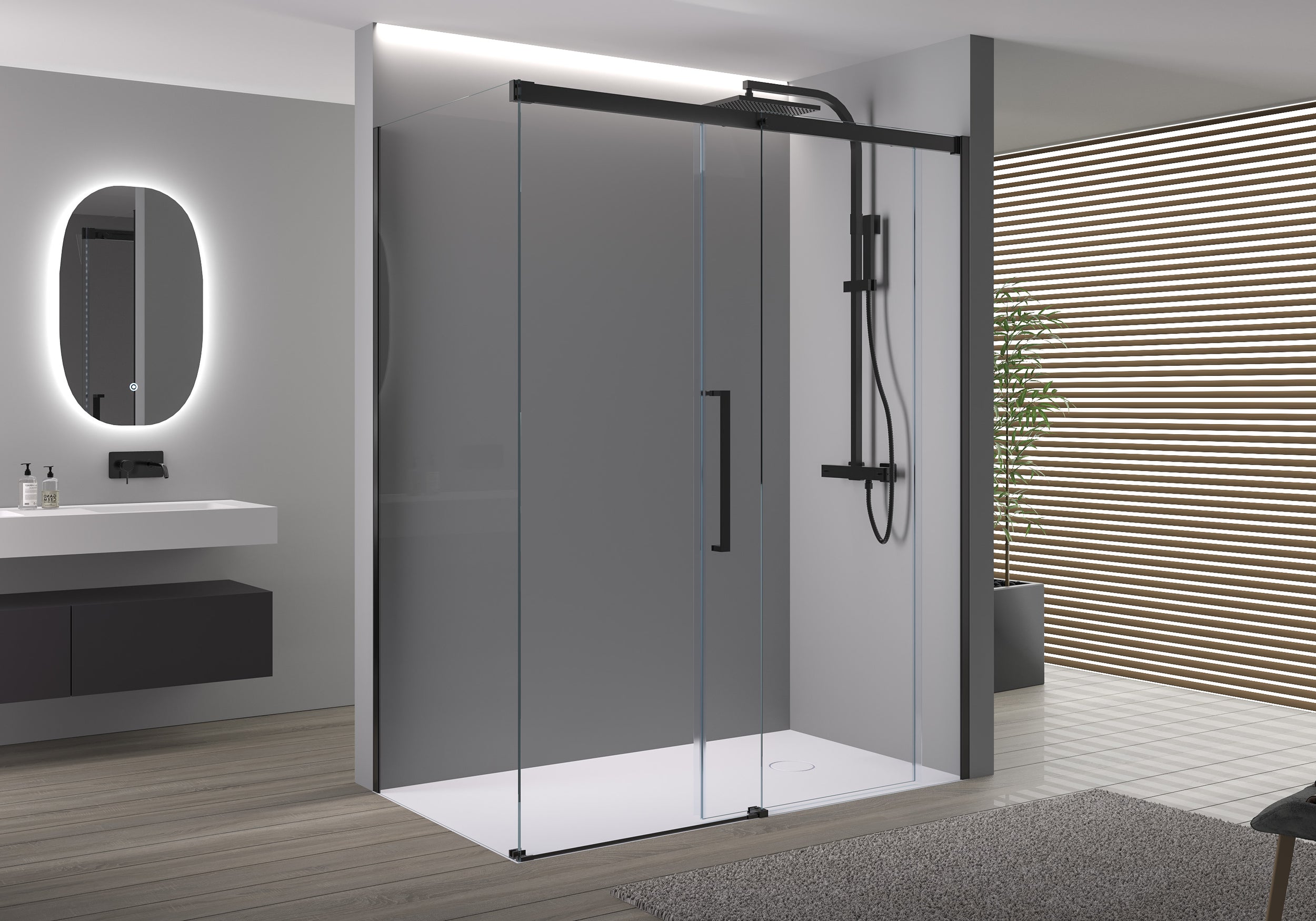 Doccia ad angolo con porta scorrevole Soft-Close DX906 FLEX