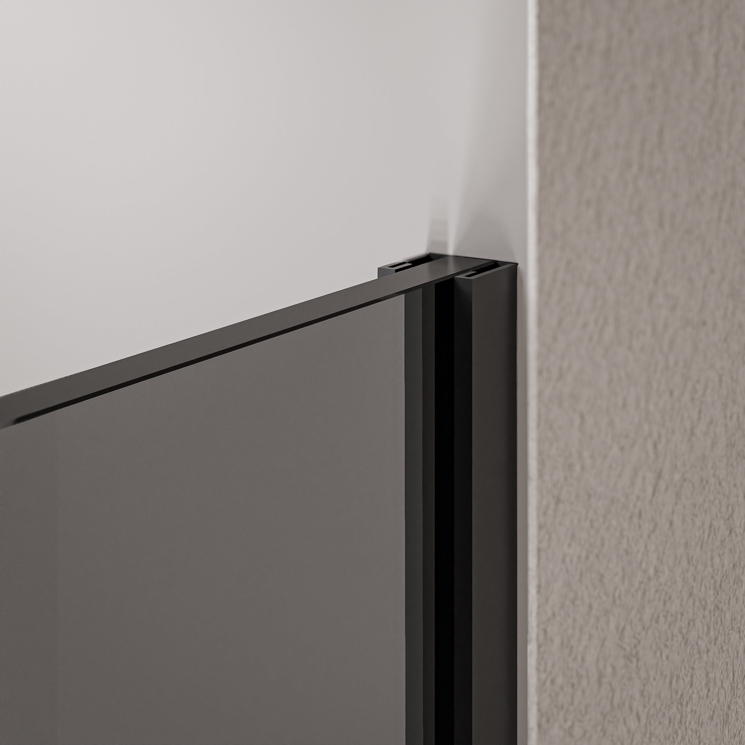 Cabina doccia 10 mm in vetro grigio nano EX102 - 2 pareti in vetro profilo in acciaio inox nero opaco - larghezza selezionabile