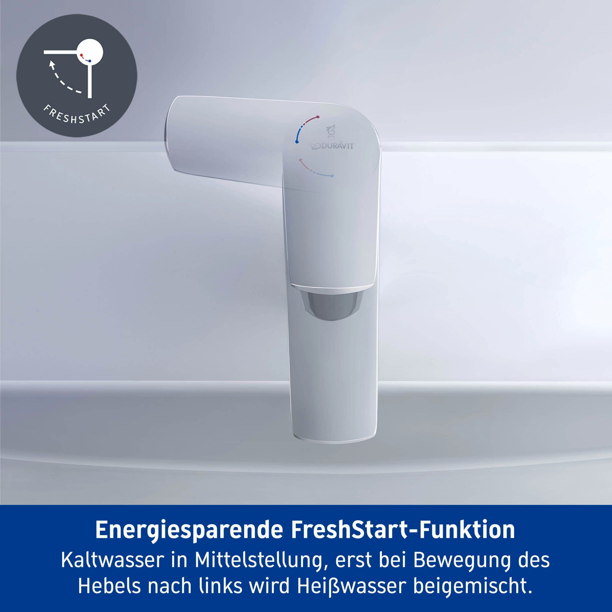 Miscelatore per lavabo Duravit DuraVelez, con funzione FreshStart a risparmio energetico, 18,7 cm (misura M), cromo