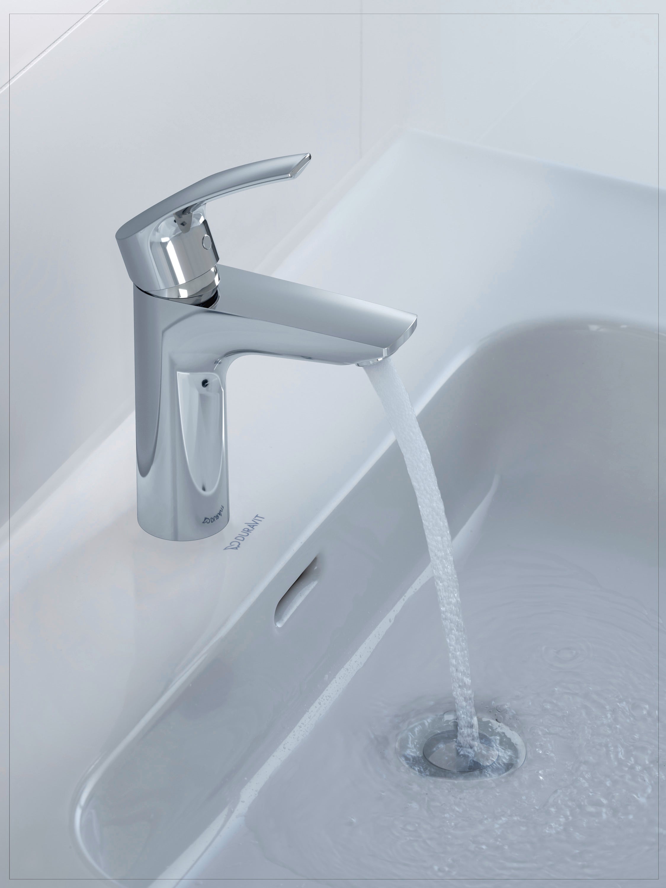 Miscelatore per lavabo Duravit DuraVelez, con funzione FreshStart a risparmio energetico, 18,7 cm (misura M), cromo