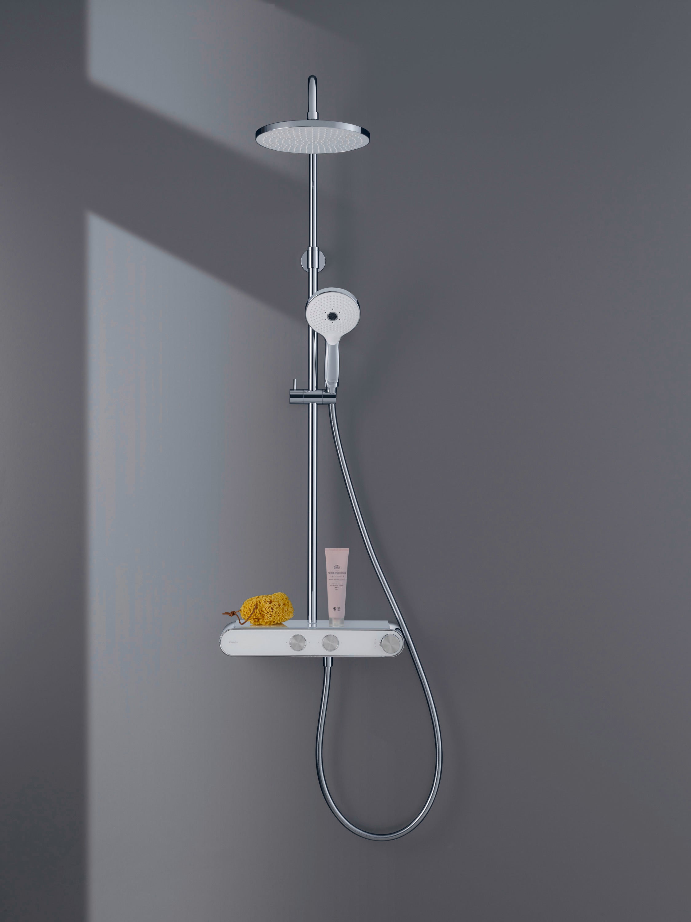 Duravit sistema doccia con termostato e mensola in vetro