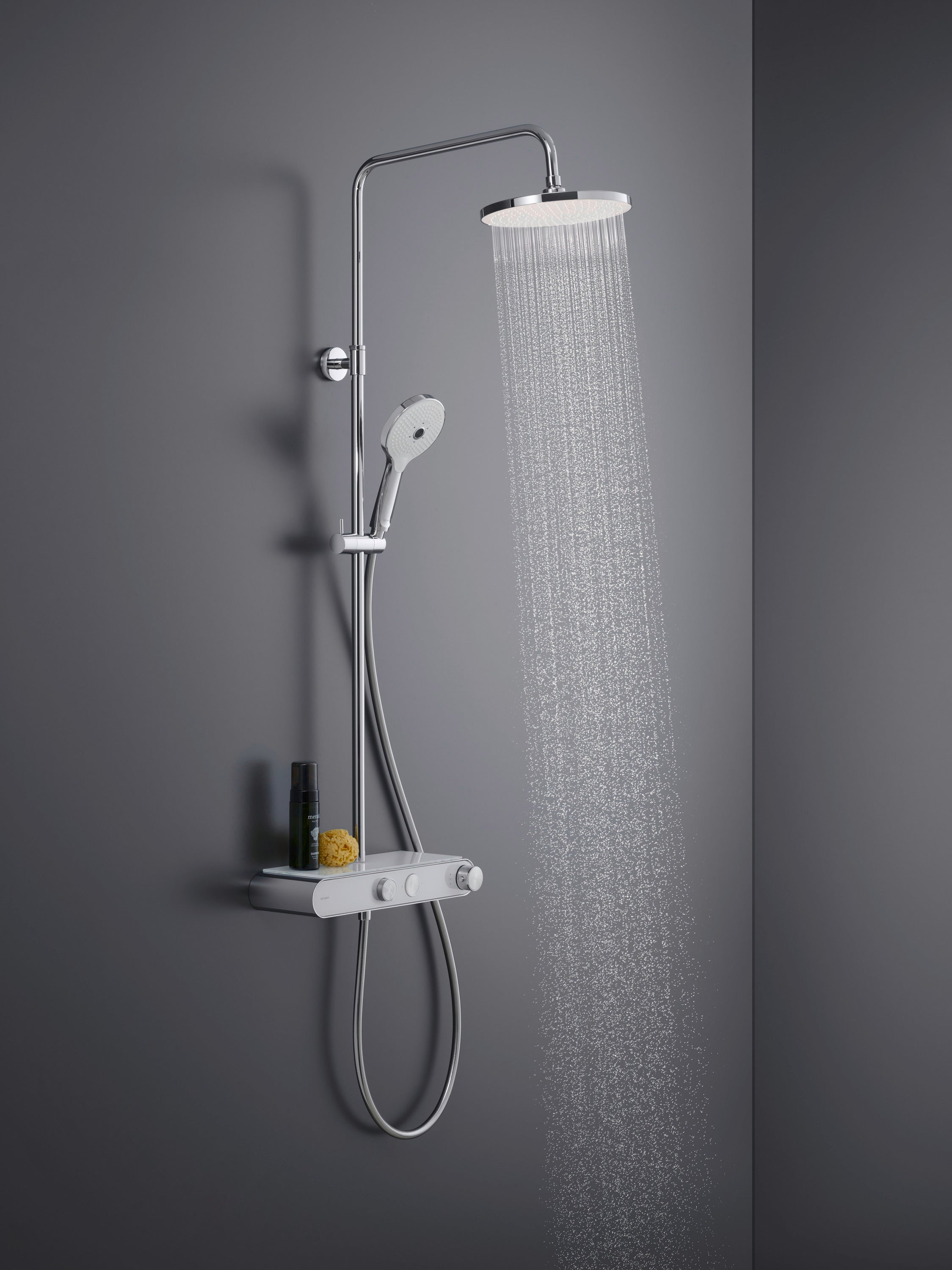 Duravit sistema doccia con termostato e mensola in vetro
