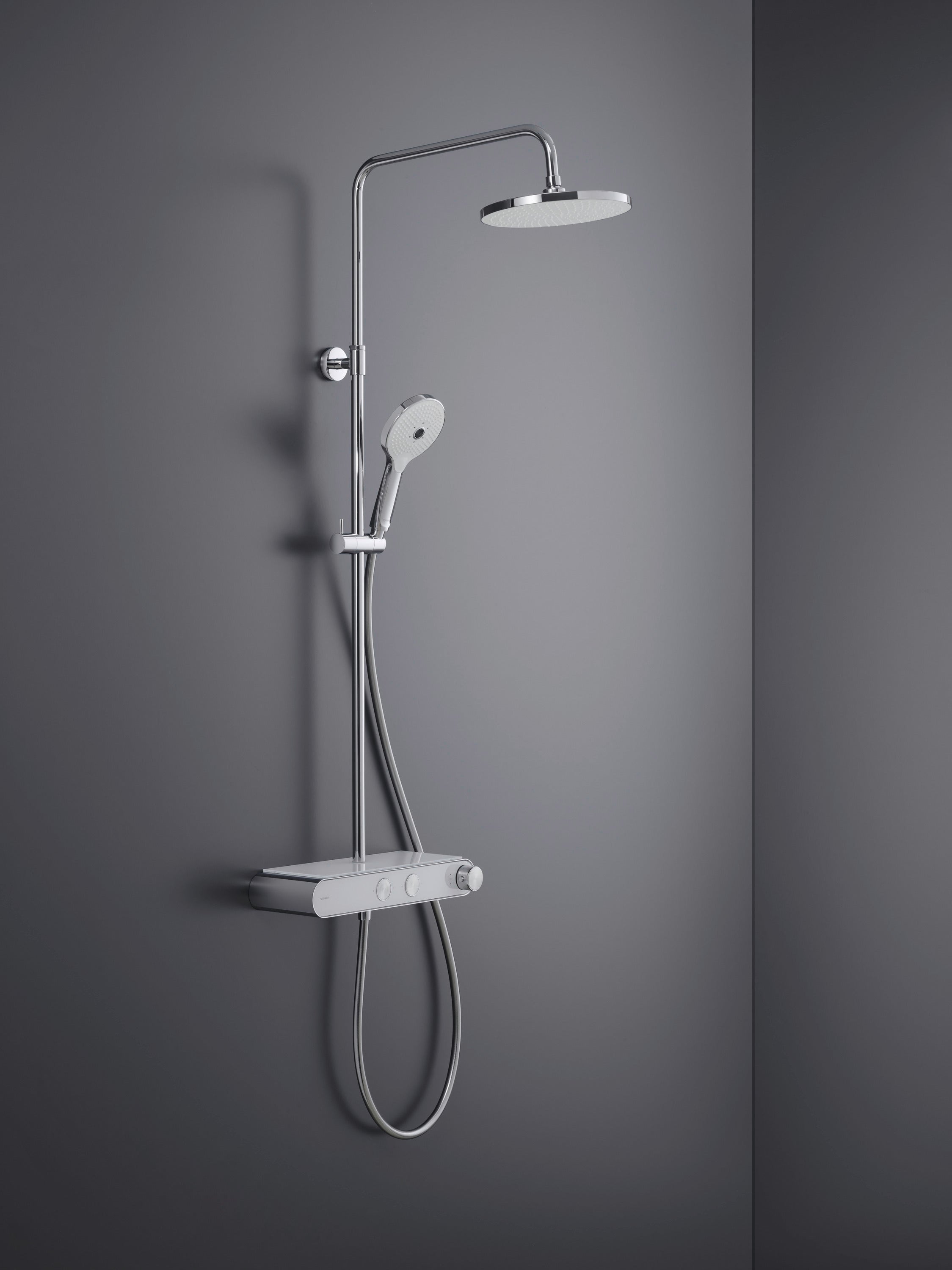 Duravit sistema doccia con termostato e mensola in vetro