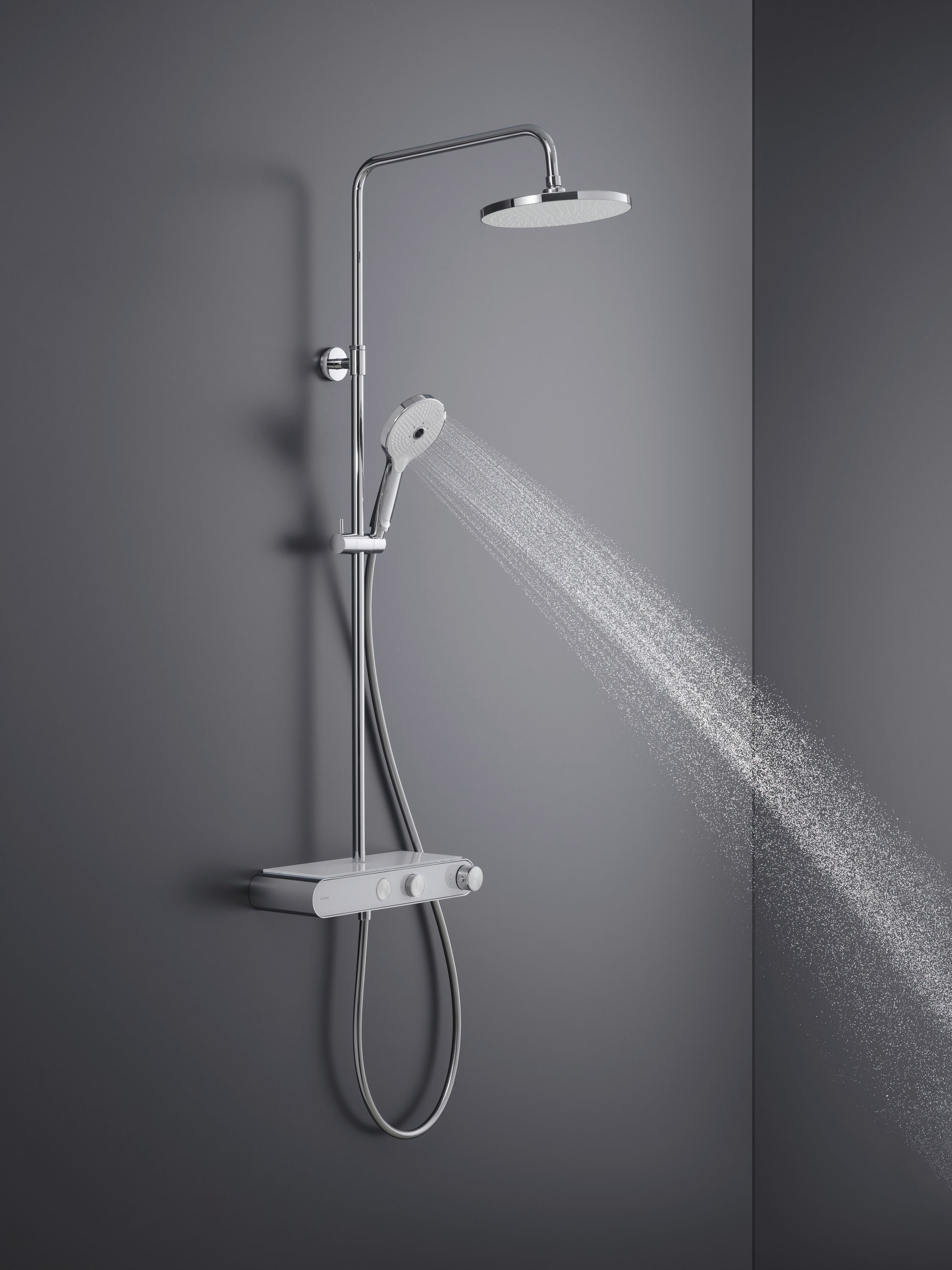 Duravit sistema doccia con termostato e mensola in vetro