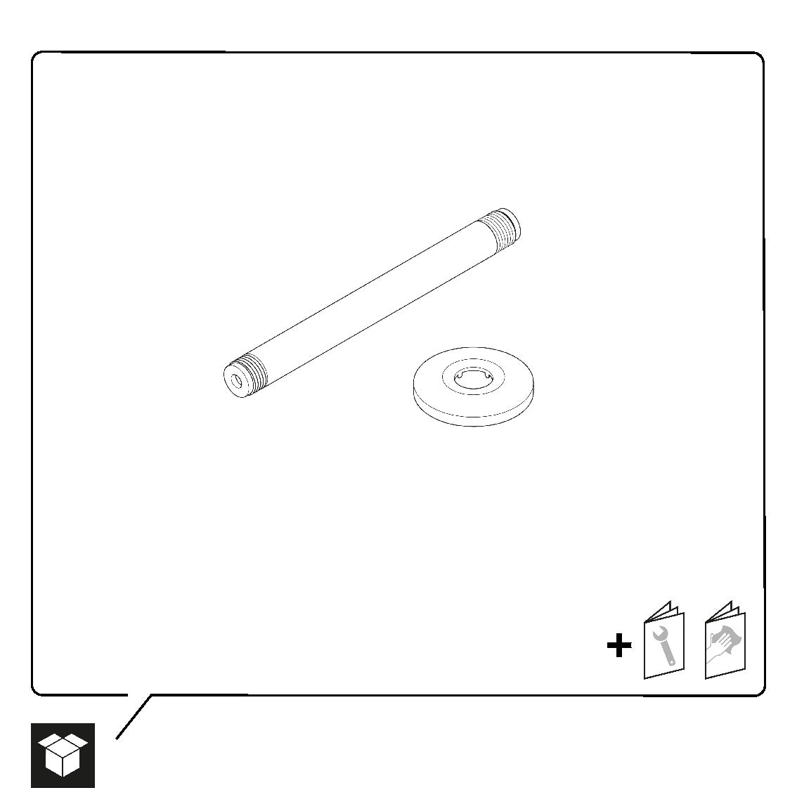 Braccio doccia universale Duravit 200 mm, montaggio a soffitto - colore selezionabile