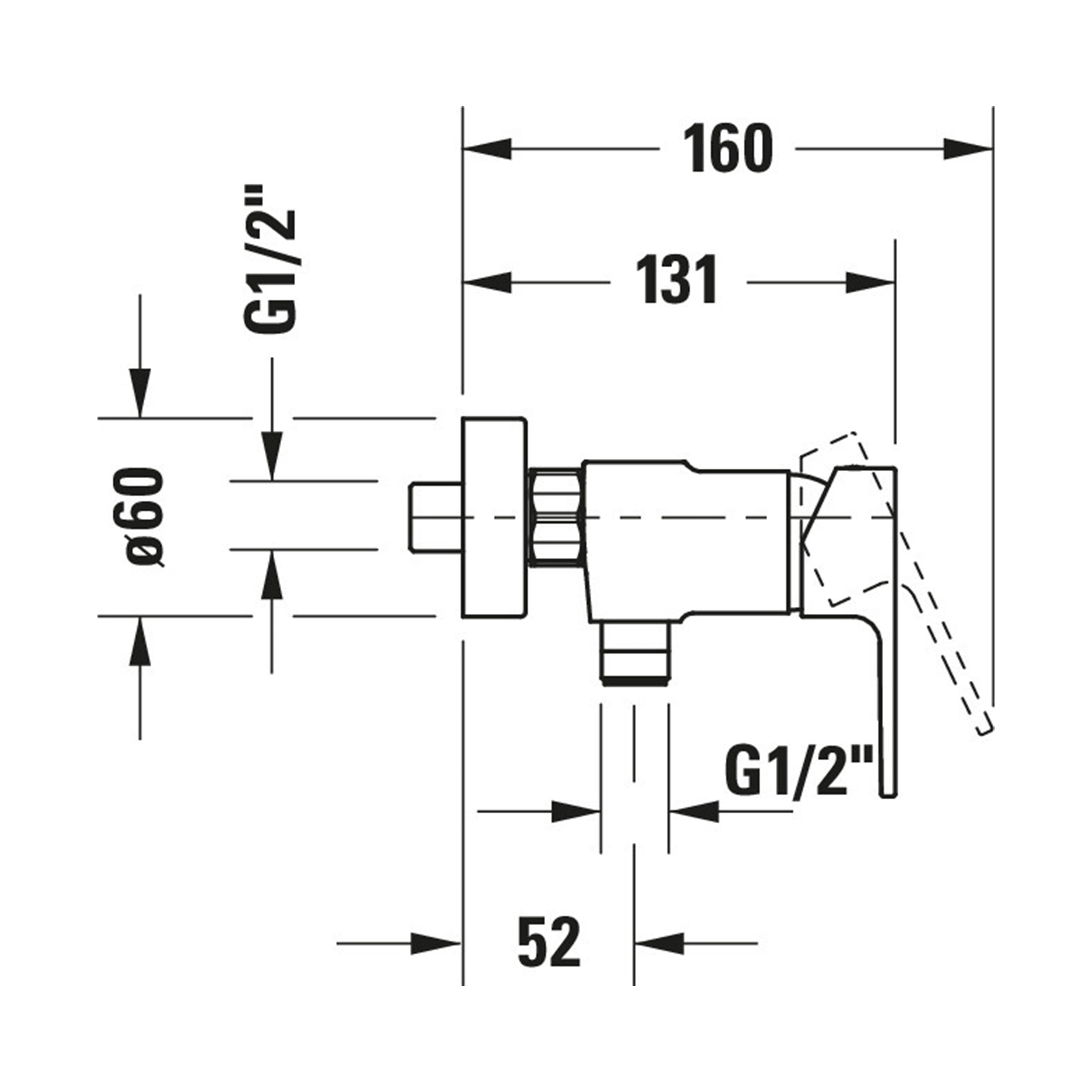 Miscelatore per doccia Duravit B.3, esterno, 1 utenza, cromo