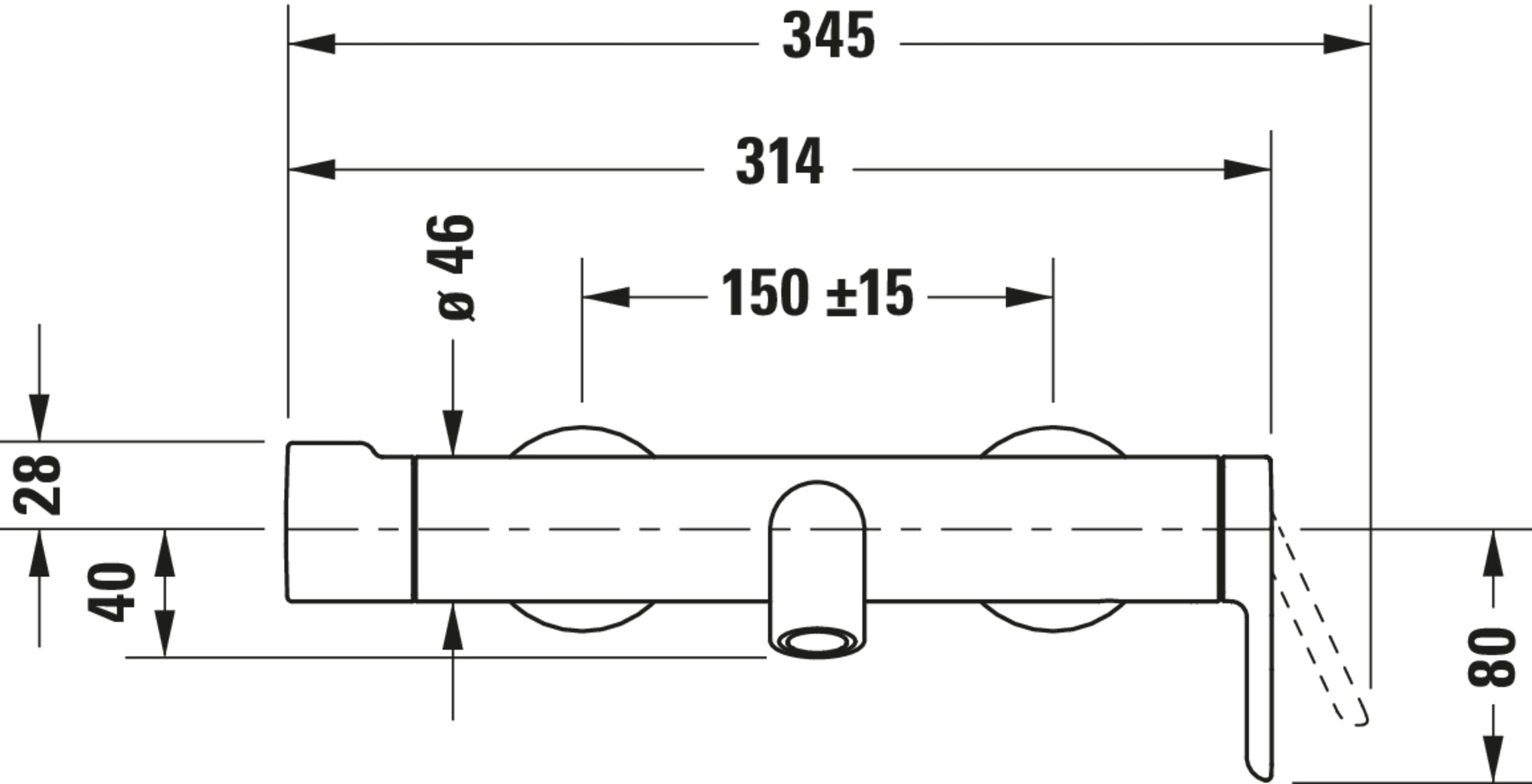 Duravit C.1 miscelatore per vasca monocomando esterno