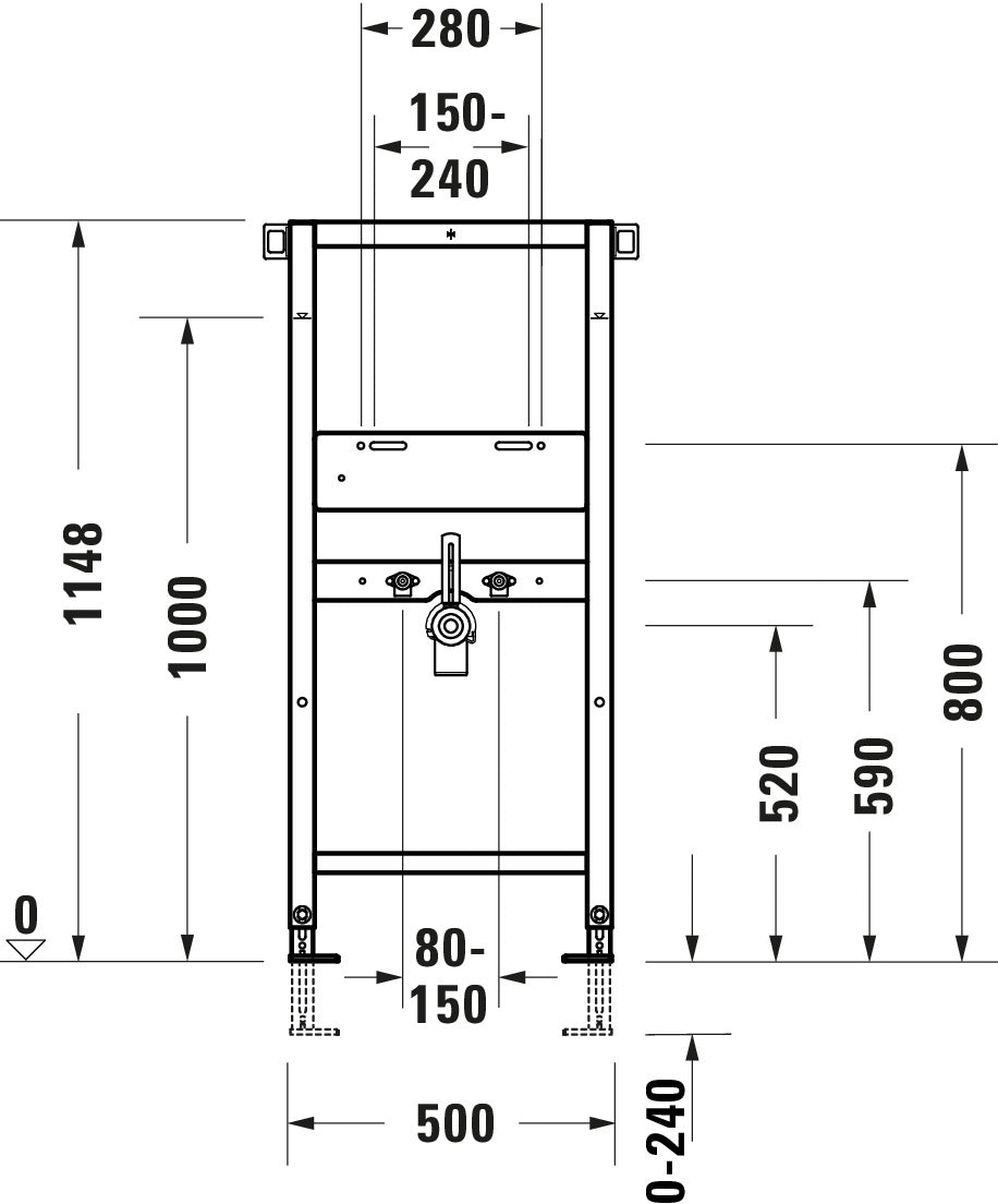 Elemento lavabo DuraSystem, standard, 500x170x1148 mm