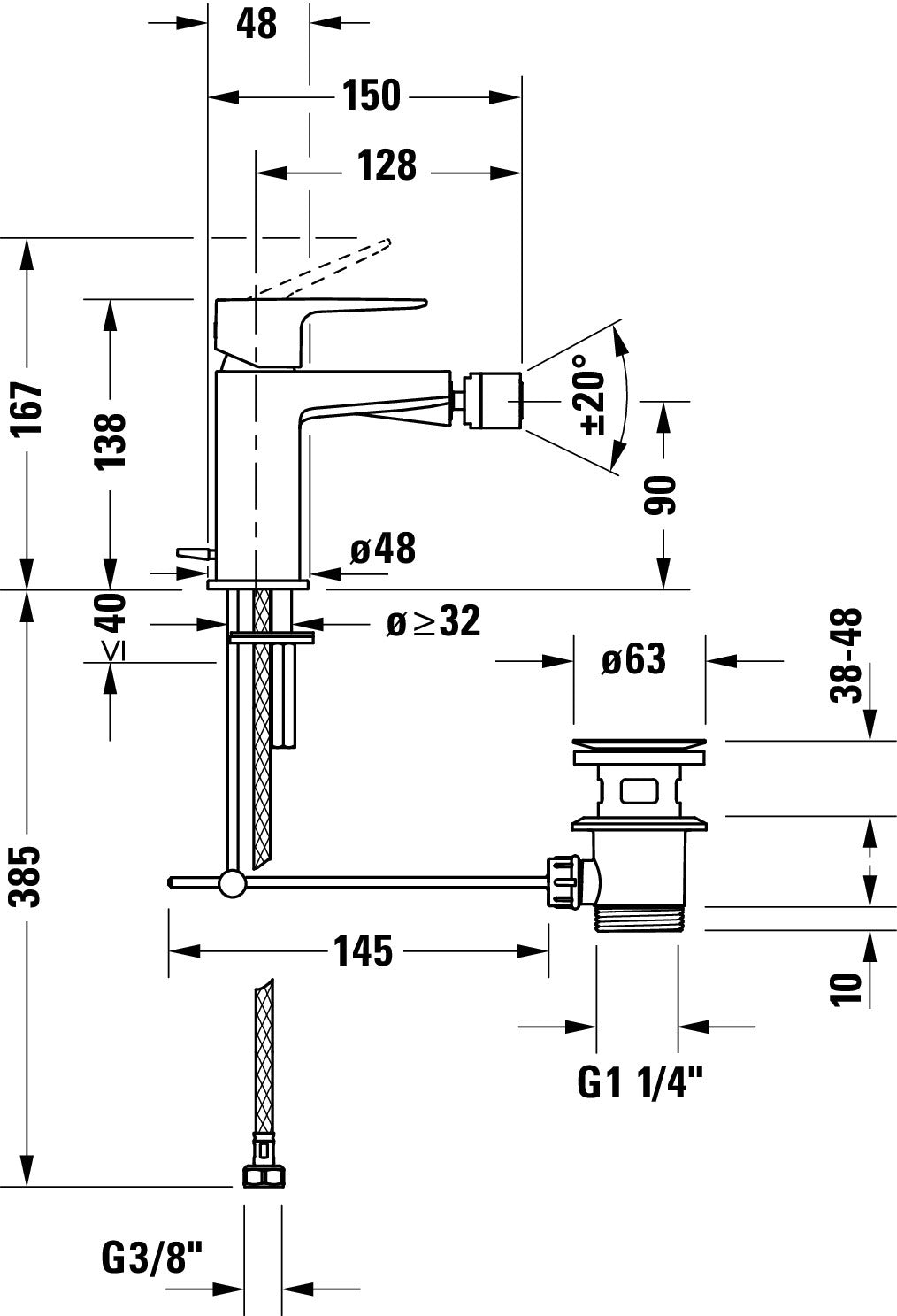 Duravit Manhattan miscelatore monocomando per bidet
