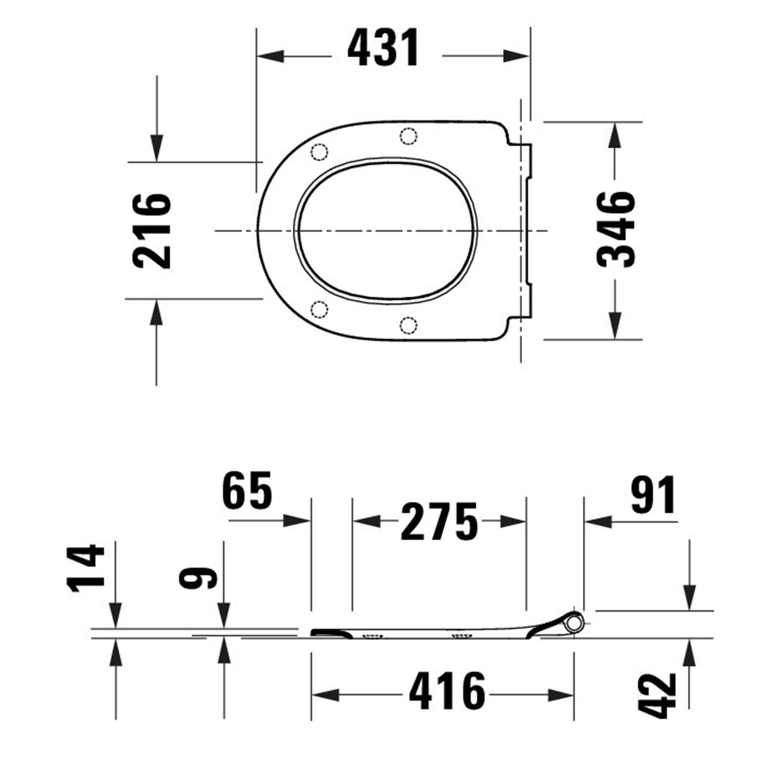 Copriwater universale Duravit Univavo con chiusura ammortizzata, ovale 