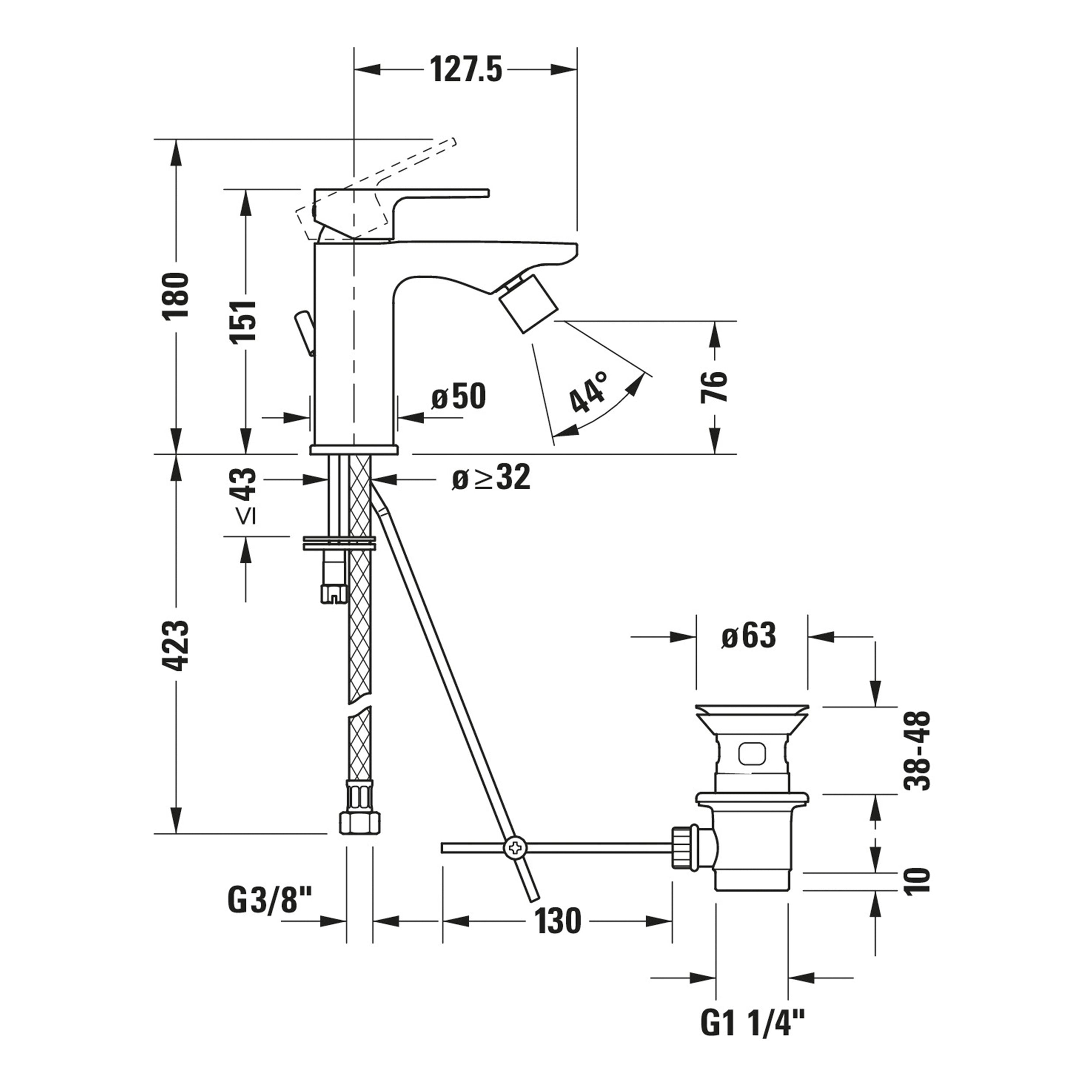 Miscelatore per bidet Duravit B.3, cromo