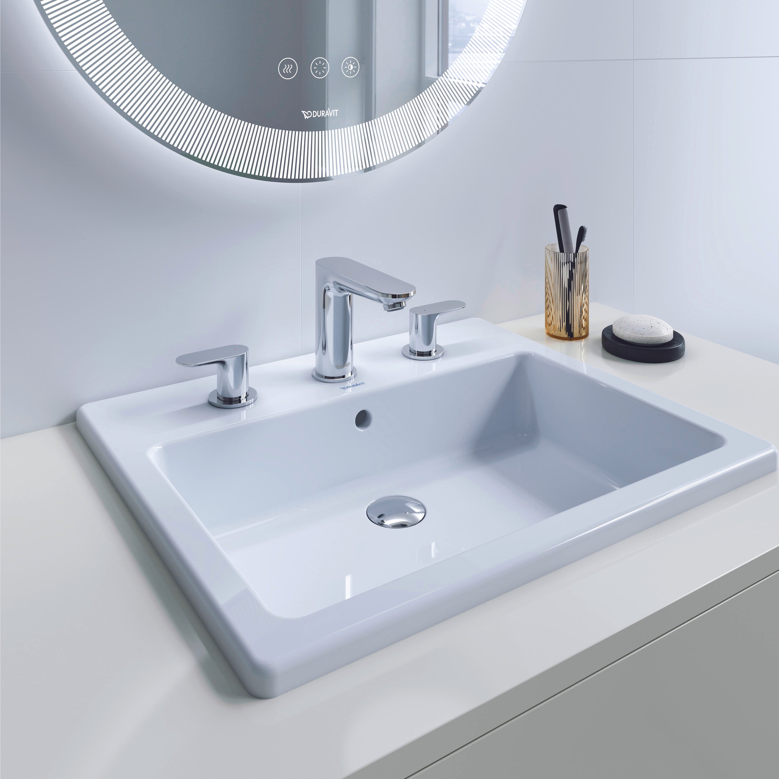 Miscelatore Duravit Wave a 3 fori per lavabo con scarico push-open pop-up - colore selezionabile