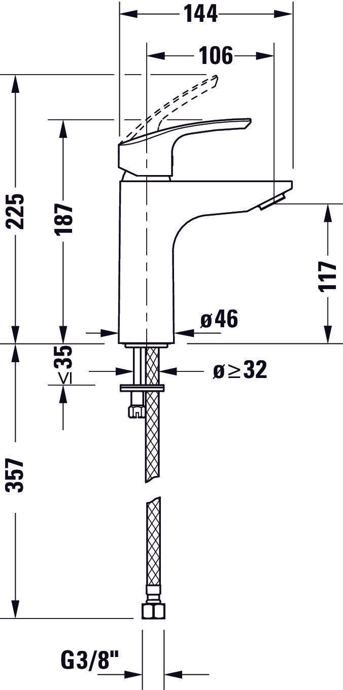 Miscelatore per lavabo Duravit DuraVelez, con funzione FreshStart a risparmio energetico, 18,7 cm (misura M), cromo