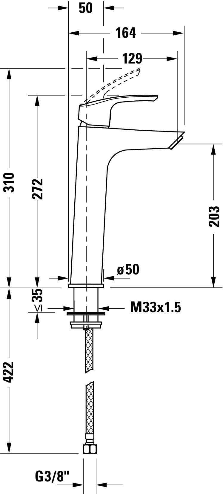 Duravit DuraVelez miscelatore per lavabo, 27,2 cm (misura L), cromo