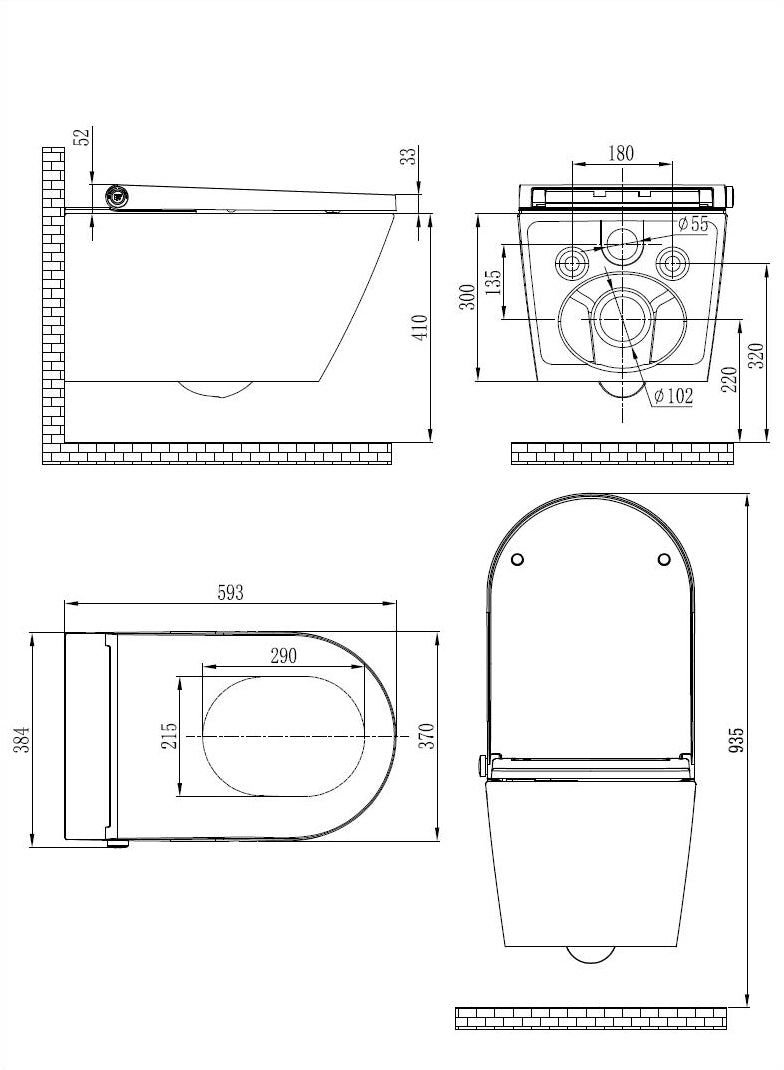 WC doccia PREMIUM 1102 nero opaco