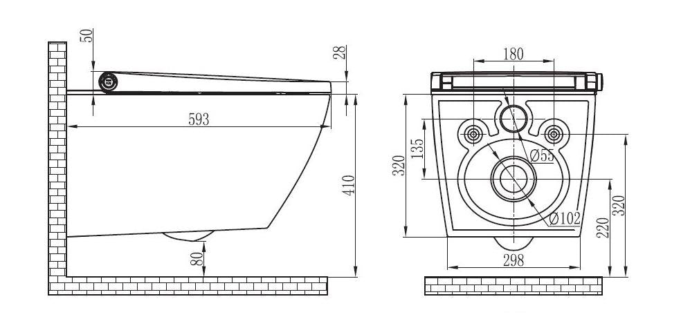 Set completo WC con doccia Basic 1104 con elemento da parete Geberit Duofix