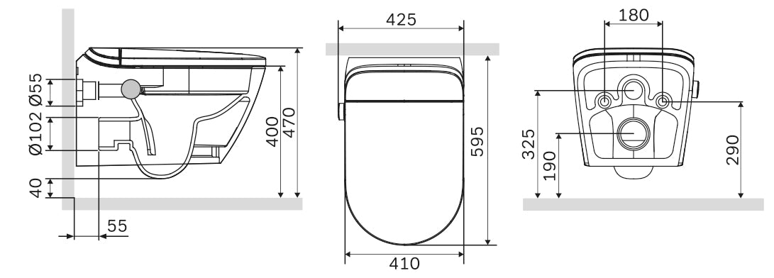 Set completo WC doccia T640 PRO con elemento da parete Geberit Duofix