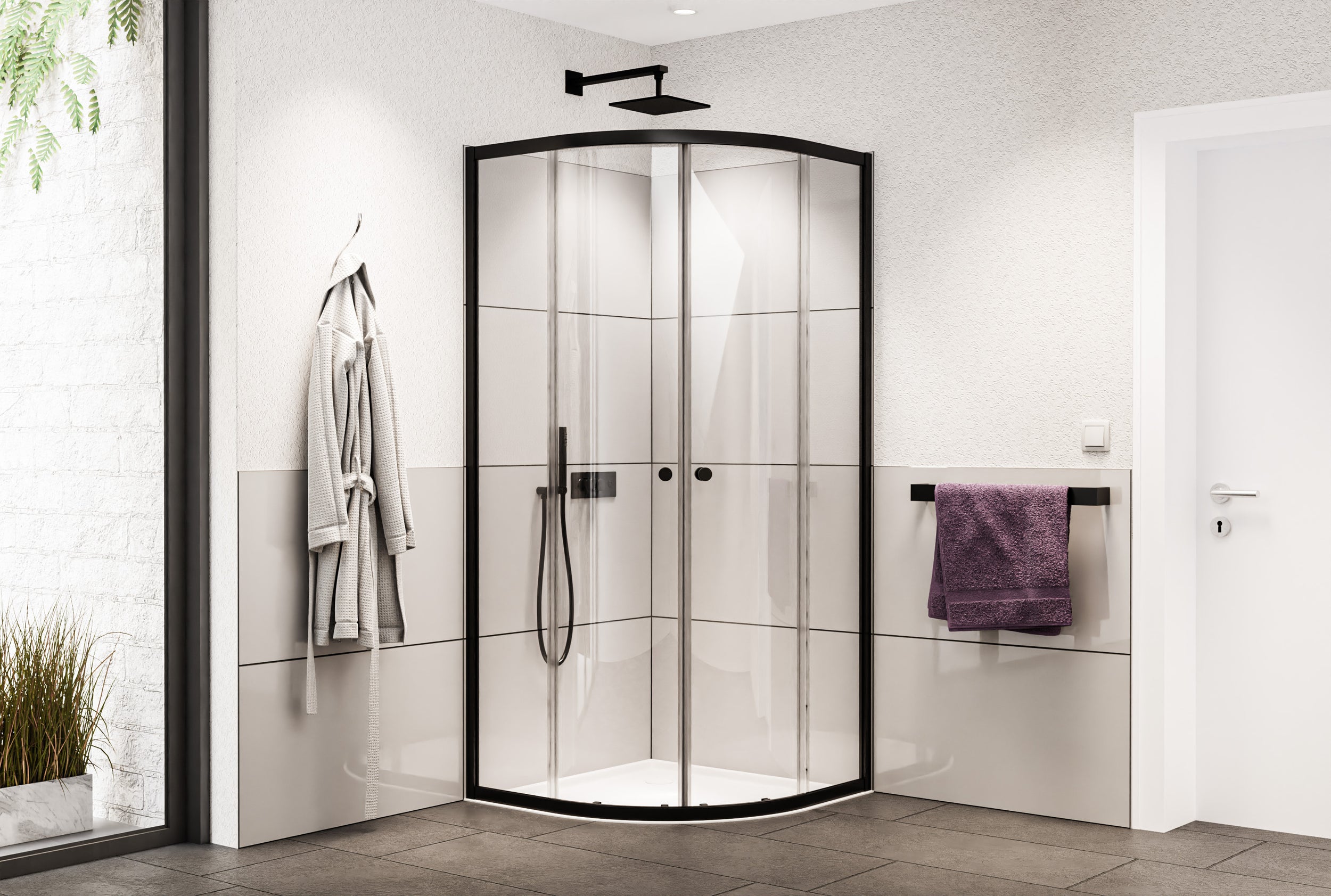 Doccia tonda NT509 con porte scorrevoli