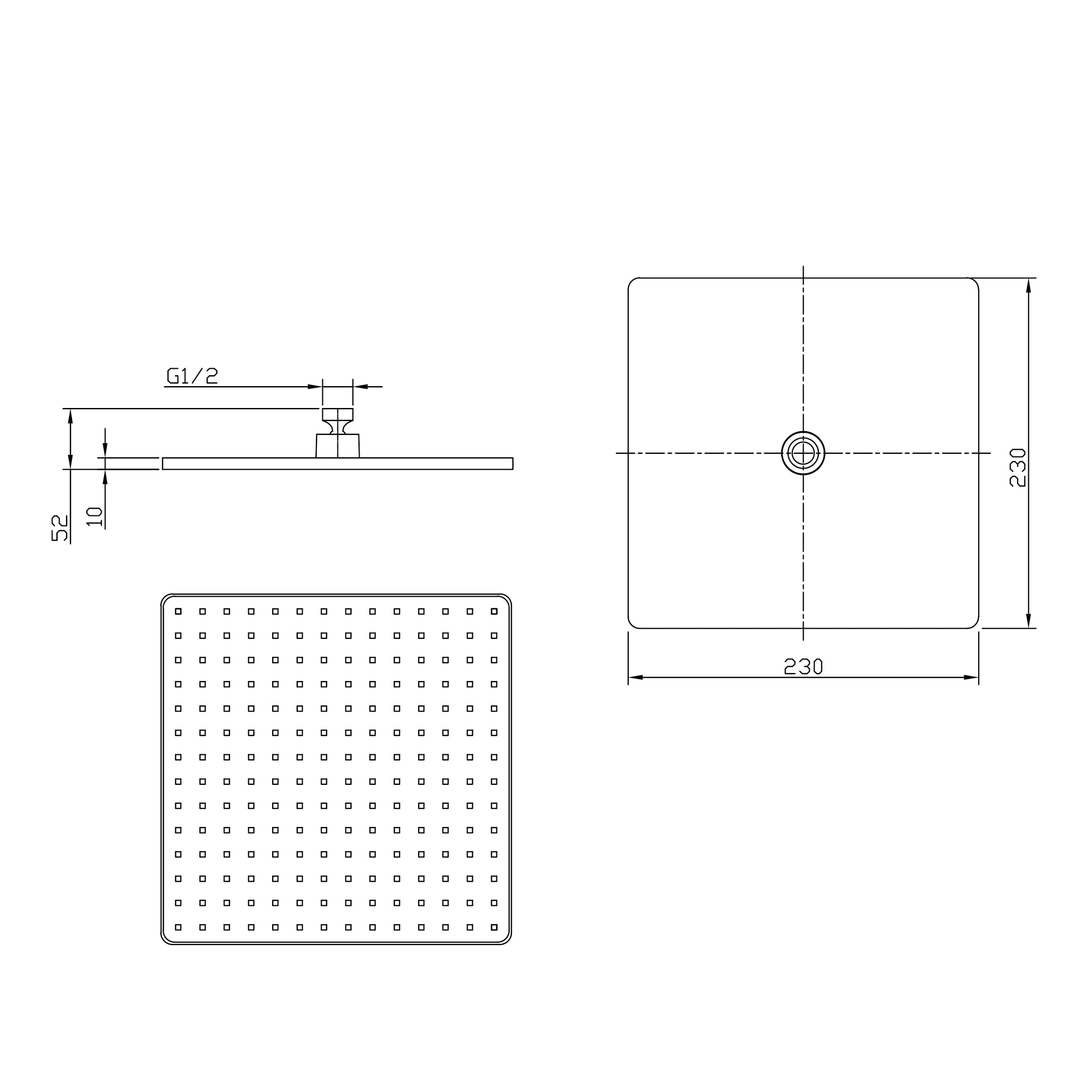 Soffione doccia XXL a pioggia in ABS 3030TB