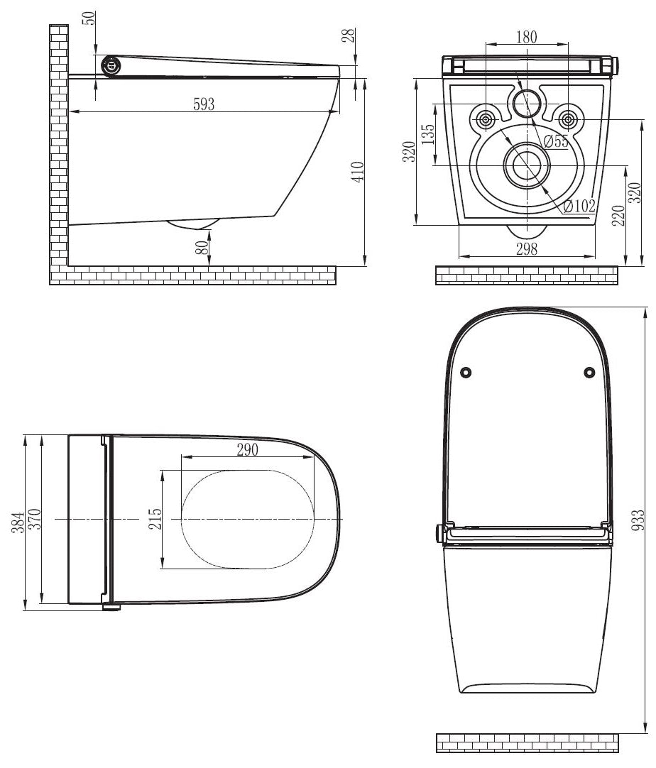 Set completo WC-doccia PRO+1104 con elemento da parete Geberit Duofix