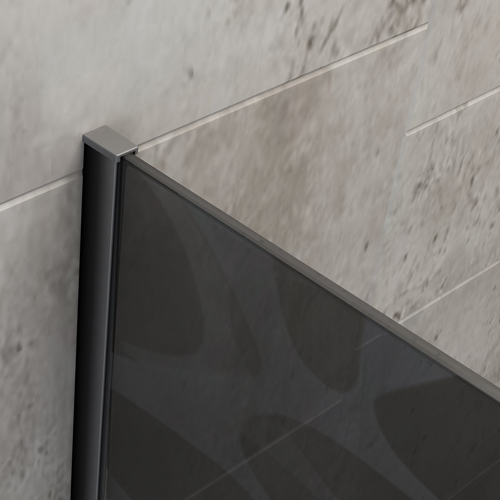 Doccia Walk-in Ex101 Wave - grigio/nero - vetro temprato di 10mm - larghezza selezionabile