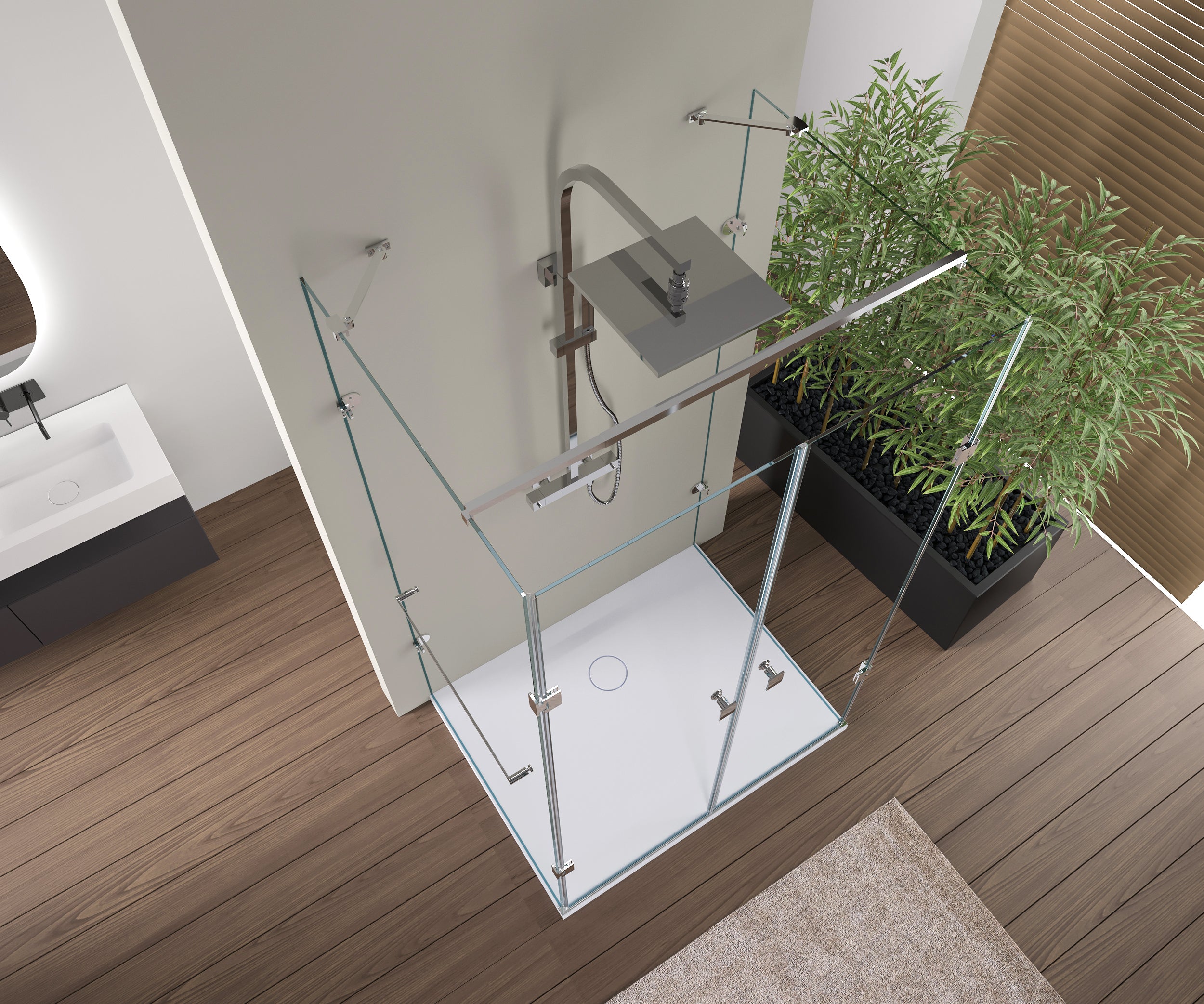 Box doccia a tre lati EX412 - 80 x 80 x 195 cm -  rivestimento NANO