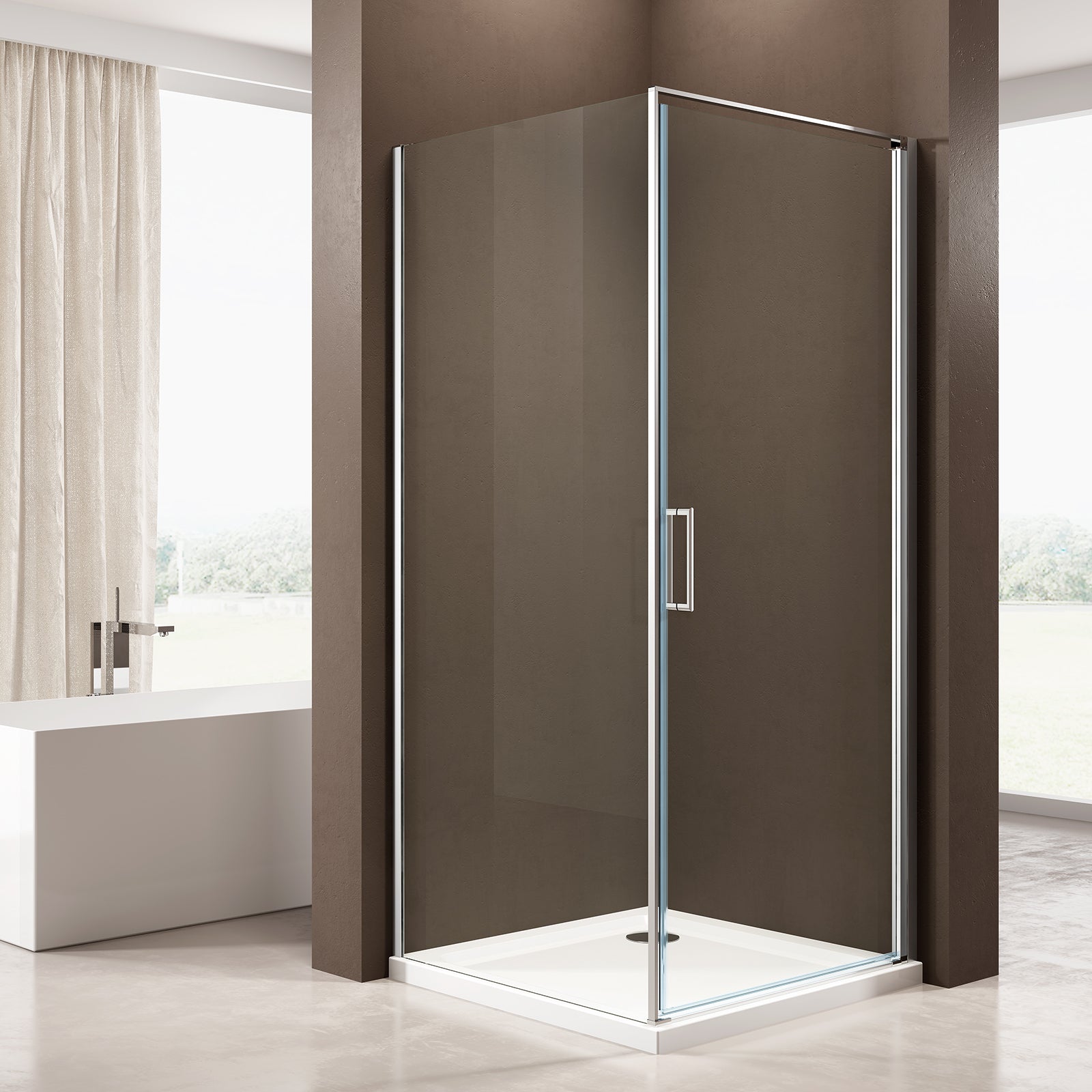 Box doccia con porta battente - vetro trasparente 6mm  EX416S - 80 x 80 x 195 cm