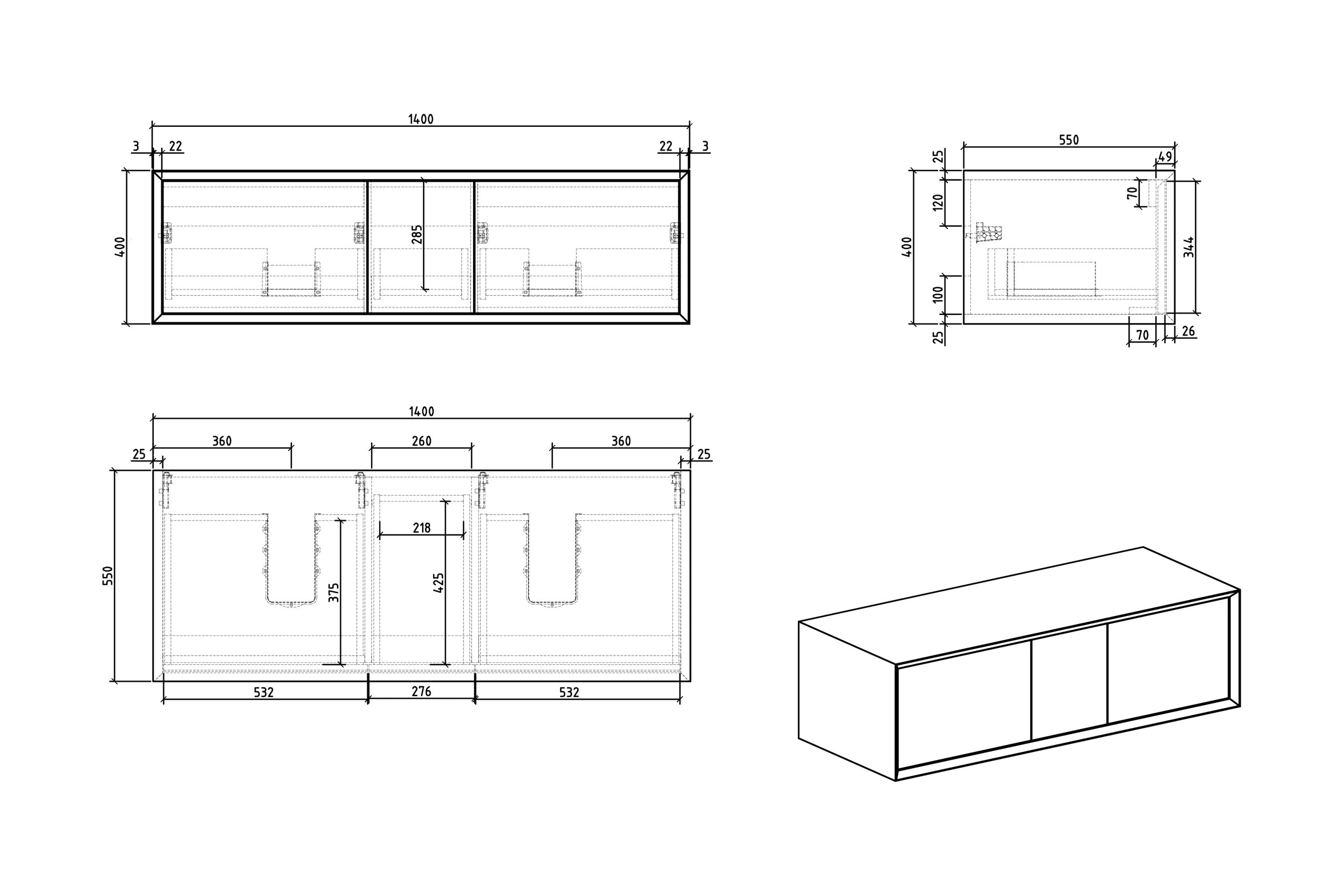 Mobili da bagno Fiona Multy 140 cm