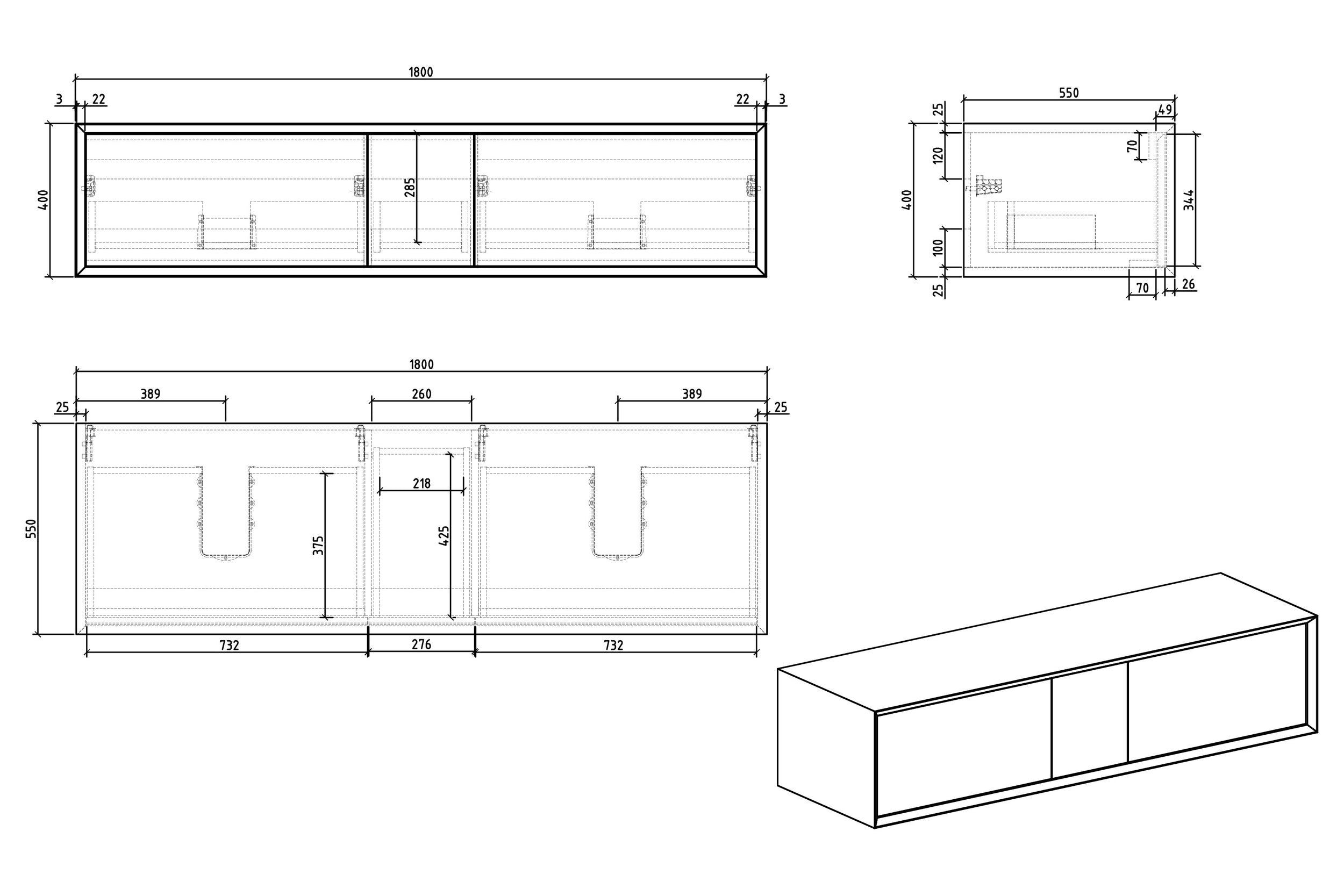 Mobili da bagno Fiona Multy 180 cm