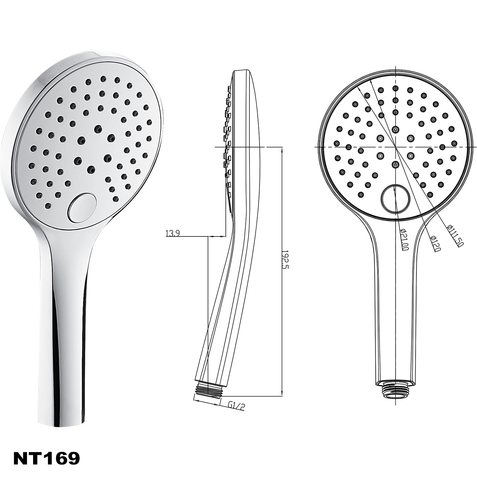 Set doccia barra doccia NT127B con curva di collegamento a parete integrata
