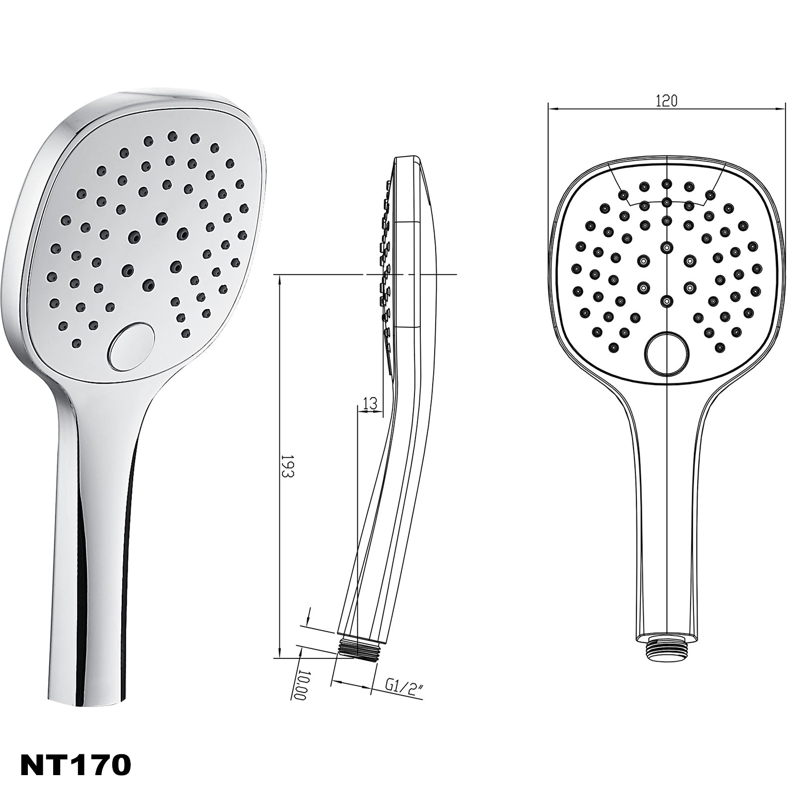 Asta doccia di alta qualità NT127B con raccordo a gomito integrato