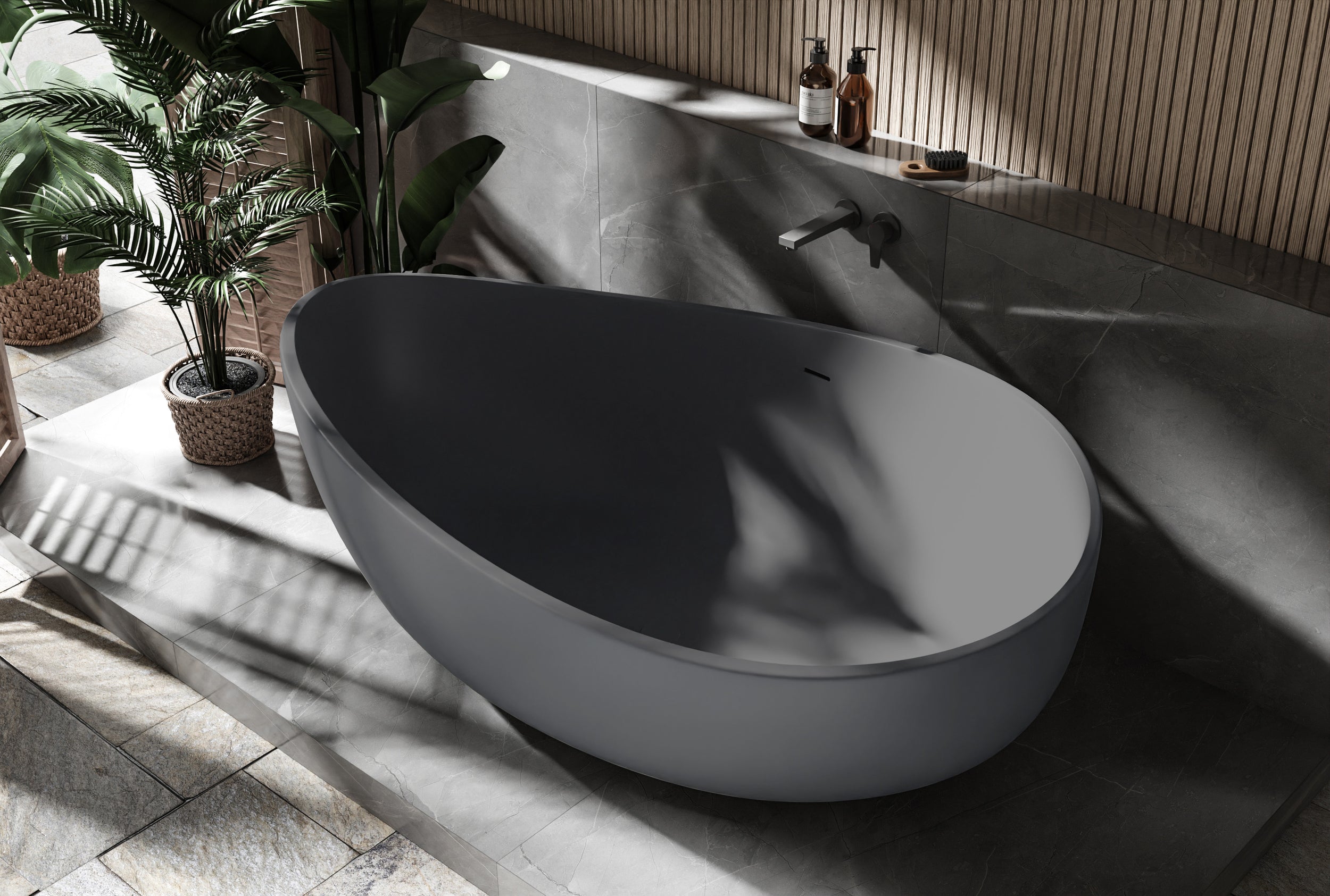 Vasca da bagno a libera installazione WAVE STONE Fusione minerale