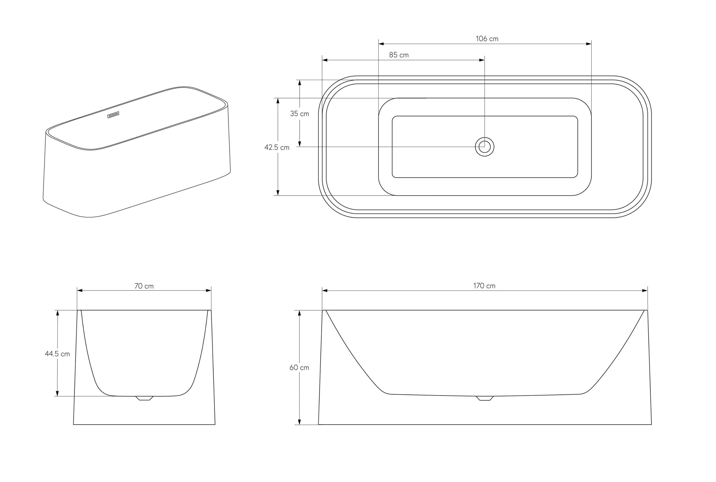 Vasca da bagno freestanding RIVA 2.0 Acrilico