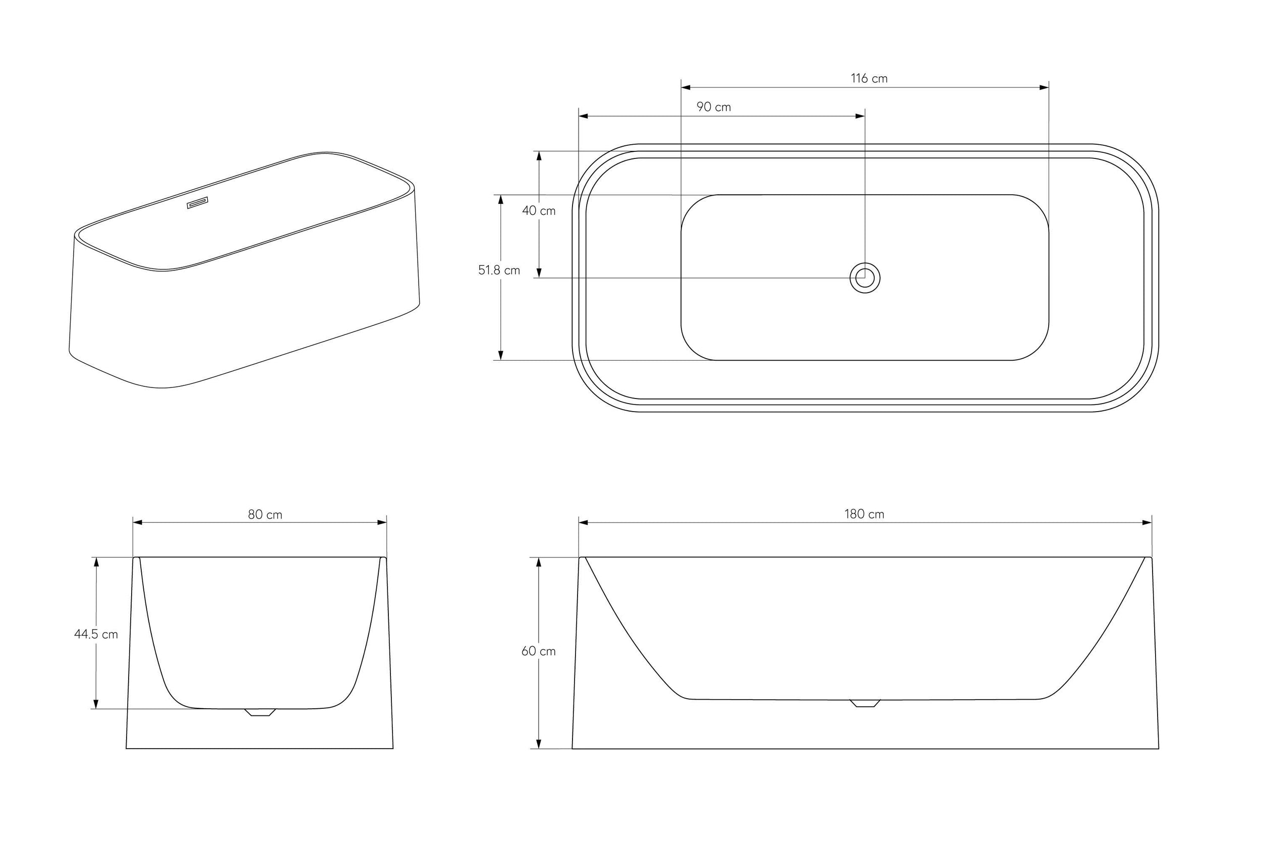 Vasca da bagno freestanding RIVA 2.0 Acrilico