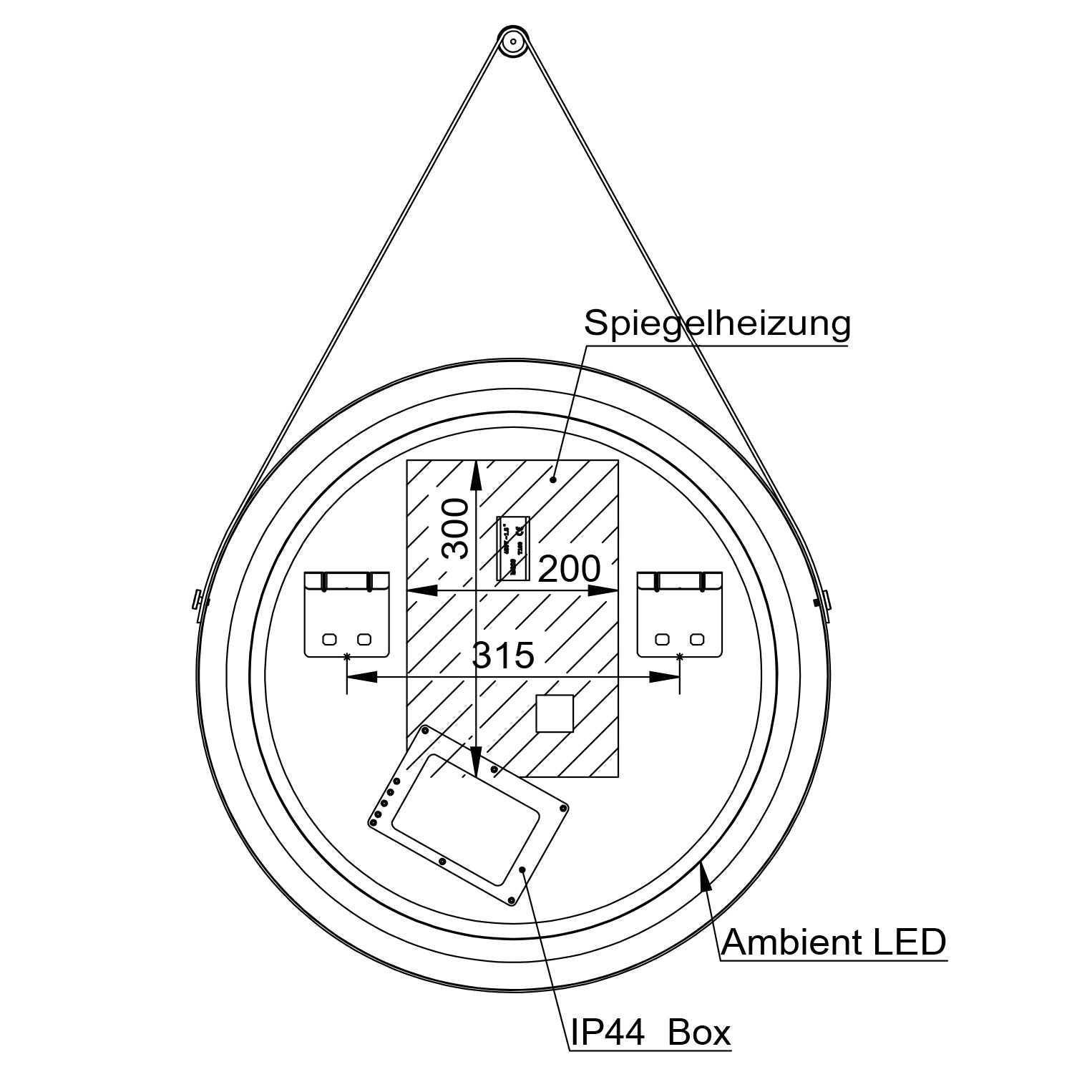 Specchio da bagno illuminato a LED 2805 Rotondo