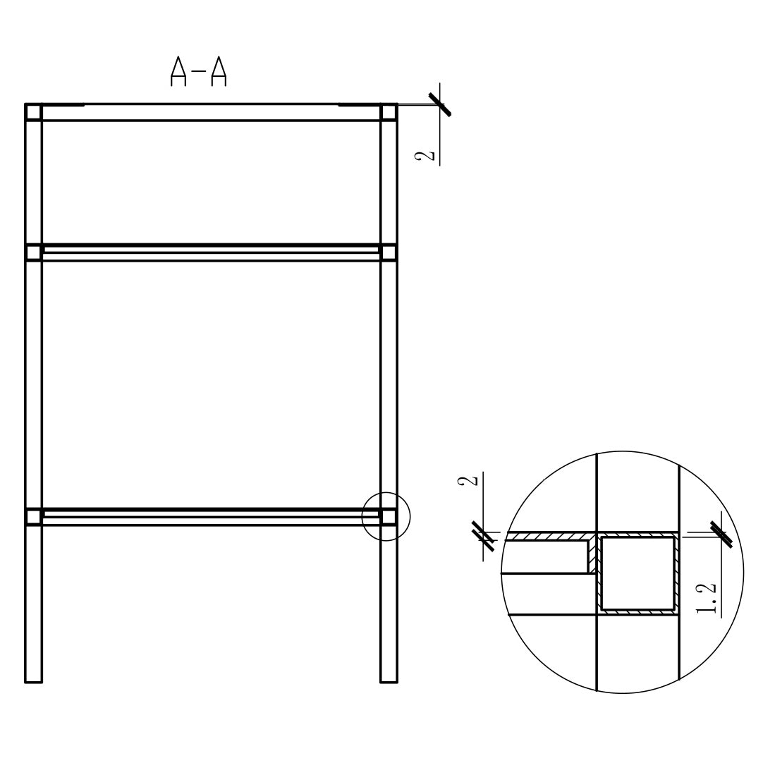 Supporto metallico per lavabo 150S in piedi - nero opaco - base coordinata per lavabo Bernstein TWG16