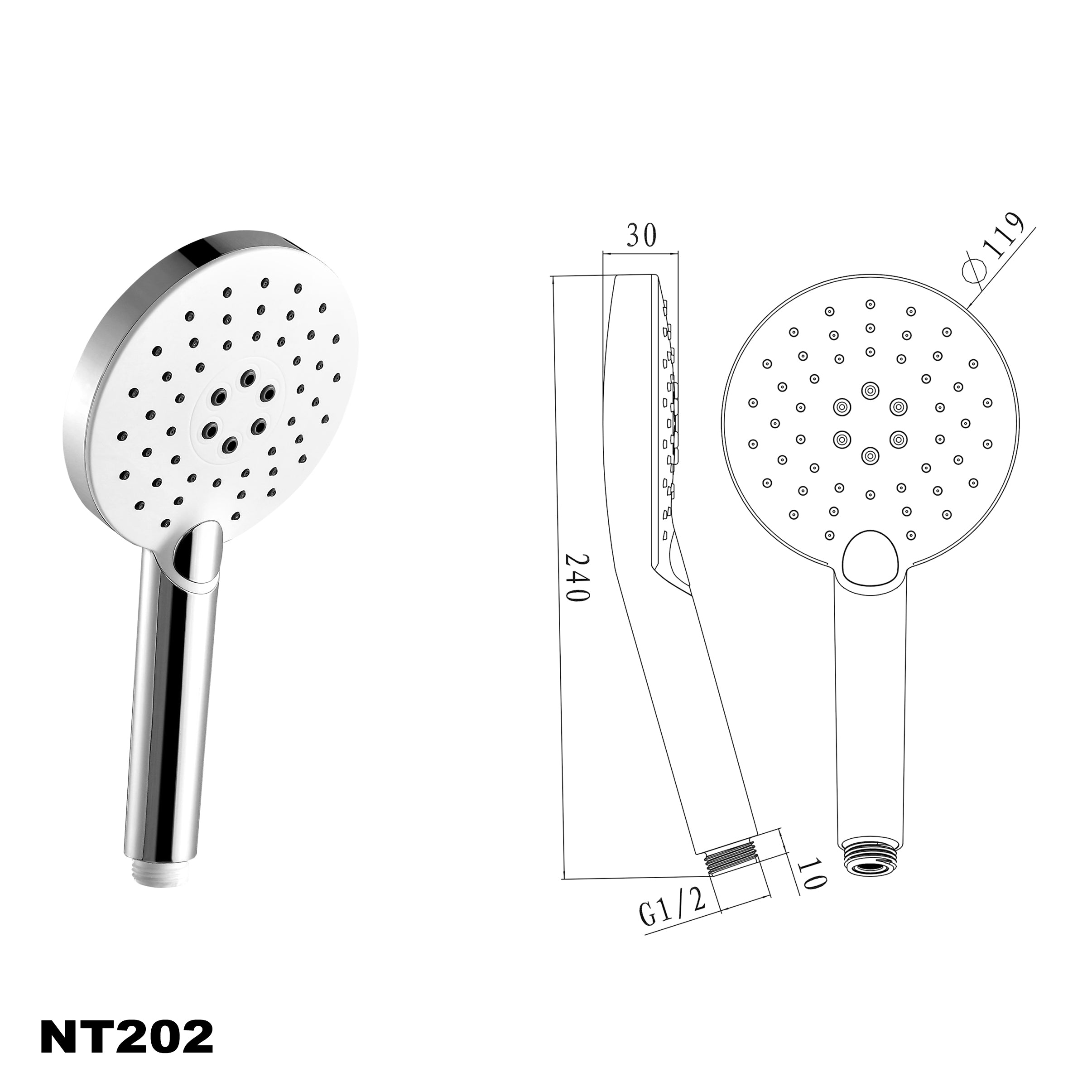 Set doccia barra doccia NT127B con curva di collegamento a parete integrata