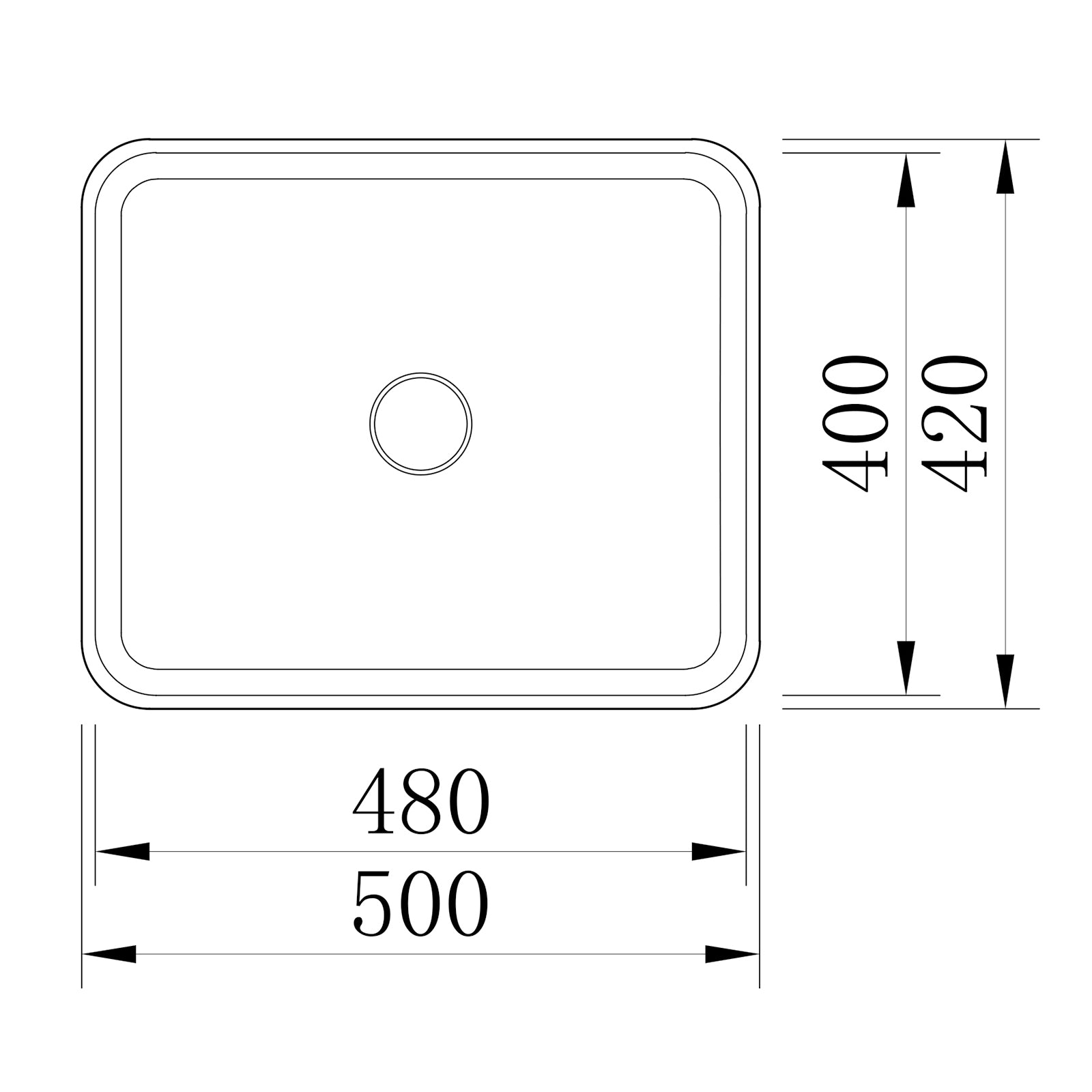 Lavabo da appoggio NT2524 di colata minerale - effetto cemento opaco - 50 x 42 x 10 cm