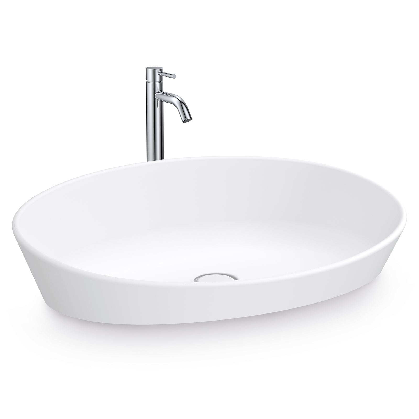 Lavabo da appoggio NT2660  di colata minerale - 60 x 40 x 12,5 cm - bianco opaco