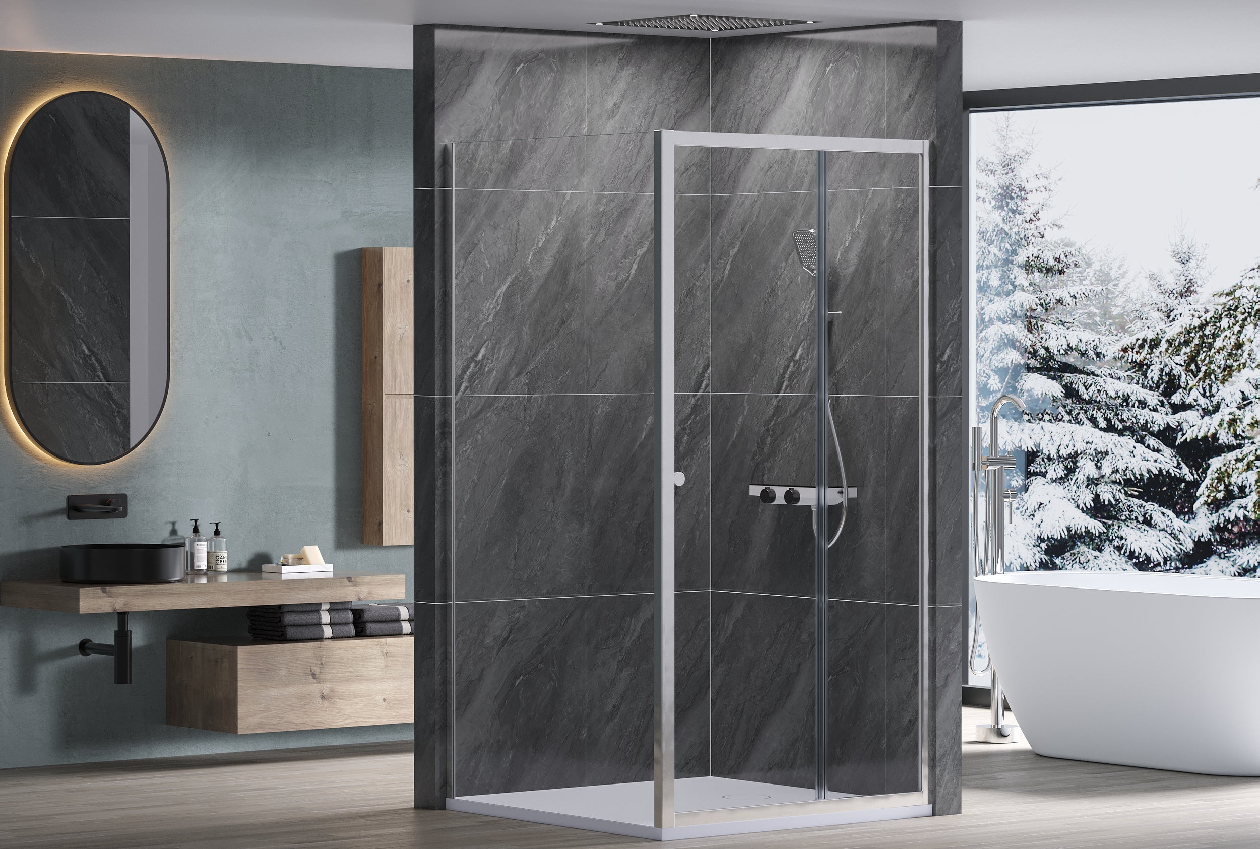 Doccia ad angolo con porta scorrevole NT504