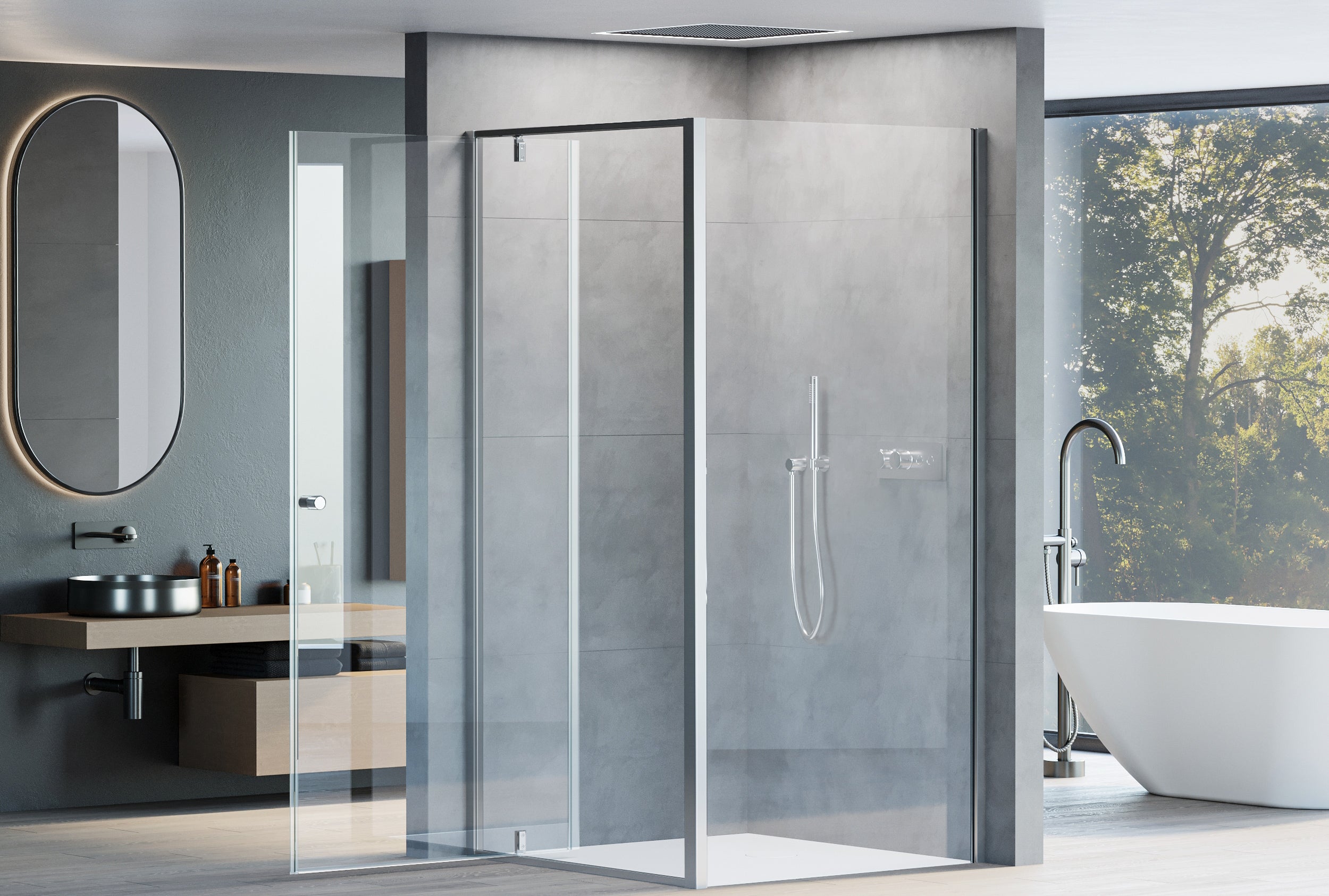 Doccia ad angolo con porta girevole NT604 - FLEX