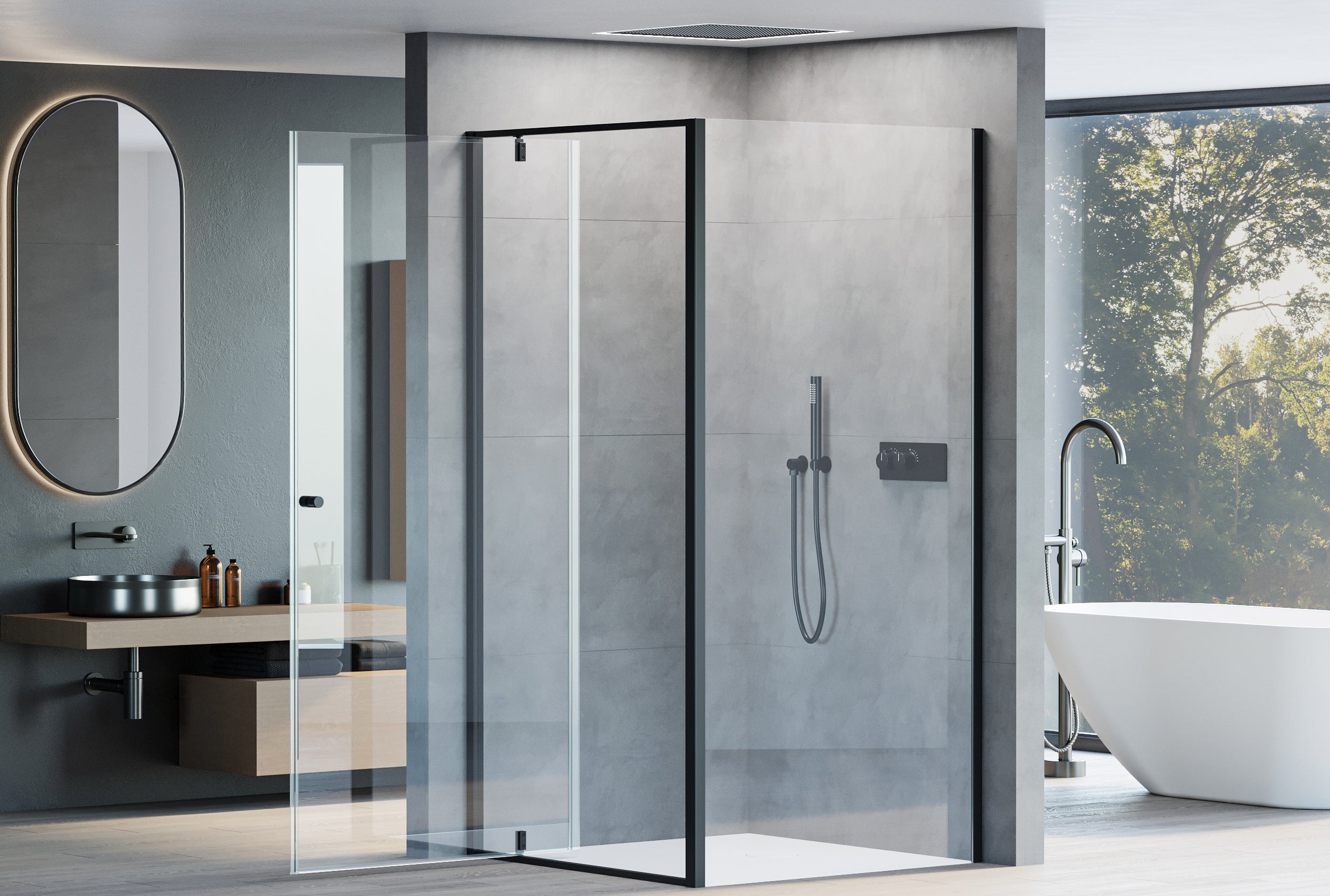 Doccia ad angolo con porta girevole NT604 - FLEX