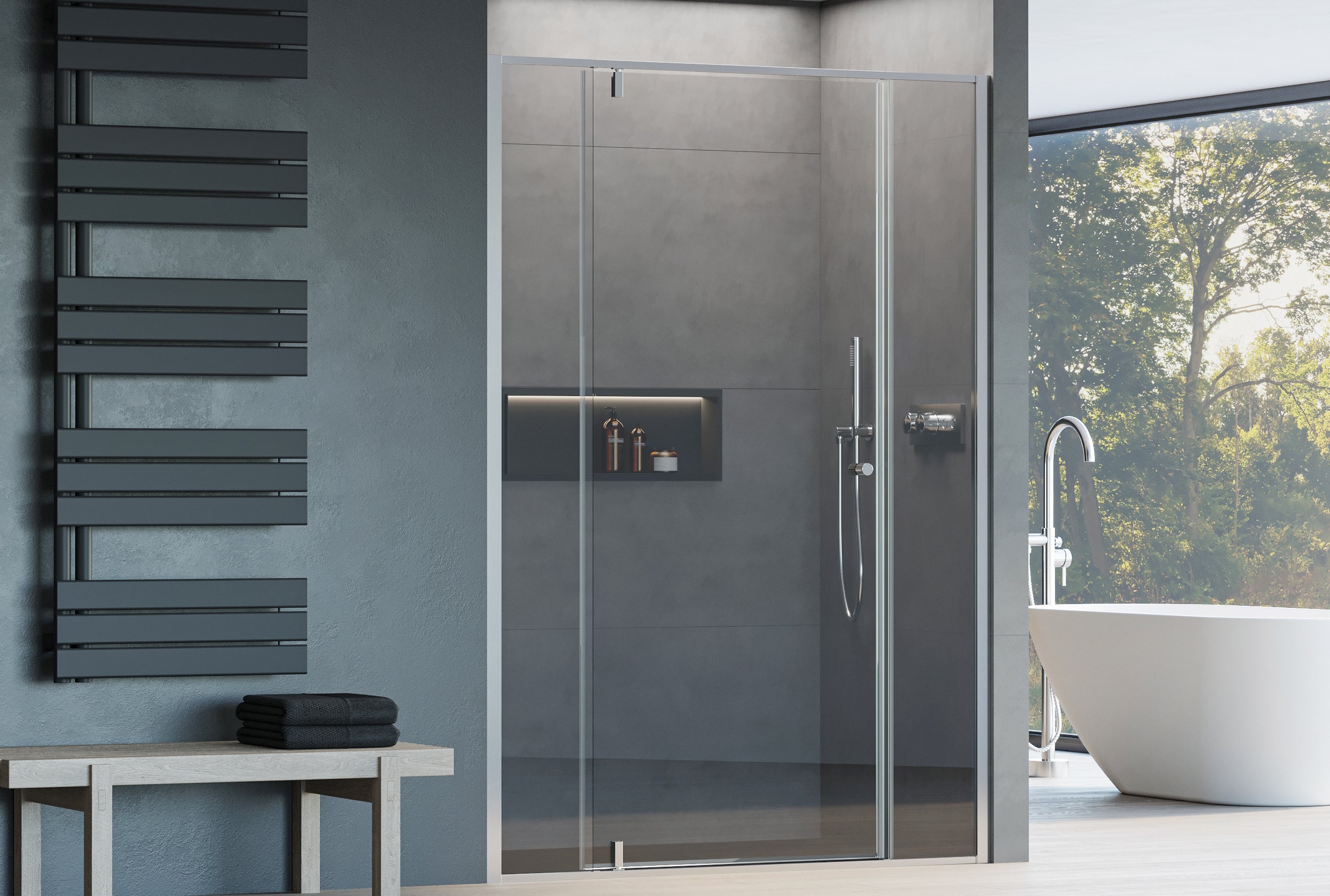 Doccia a incasso con porta a battente - due pannelli fissi NT607 - FLEX