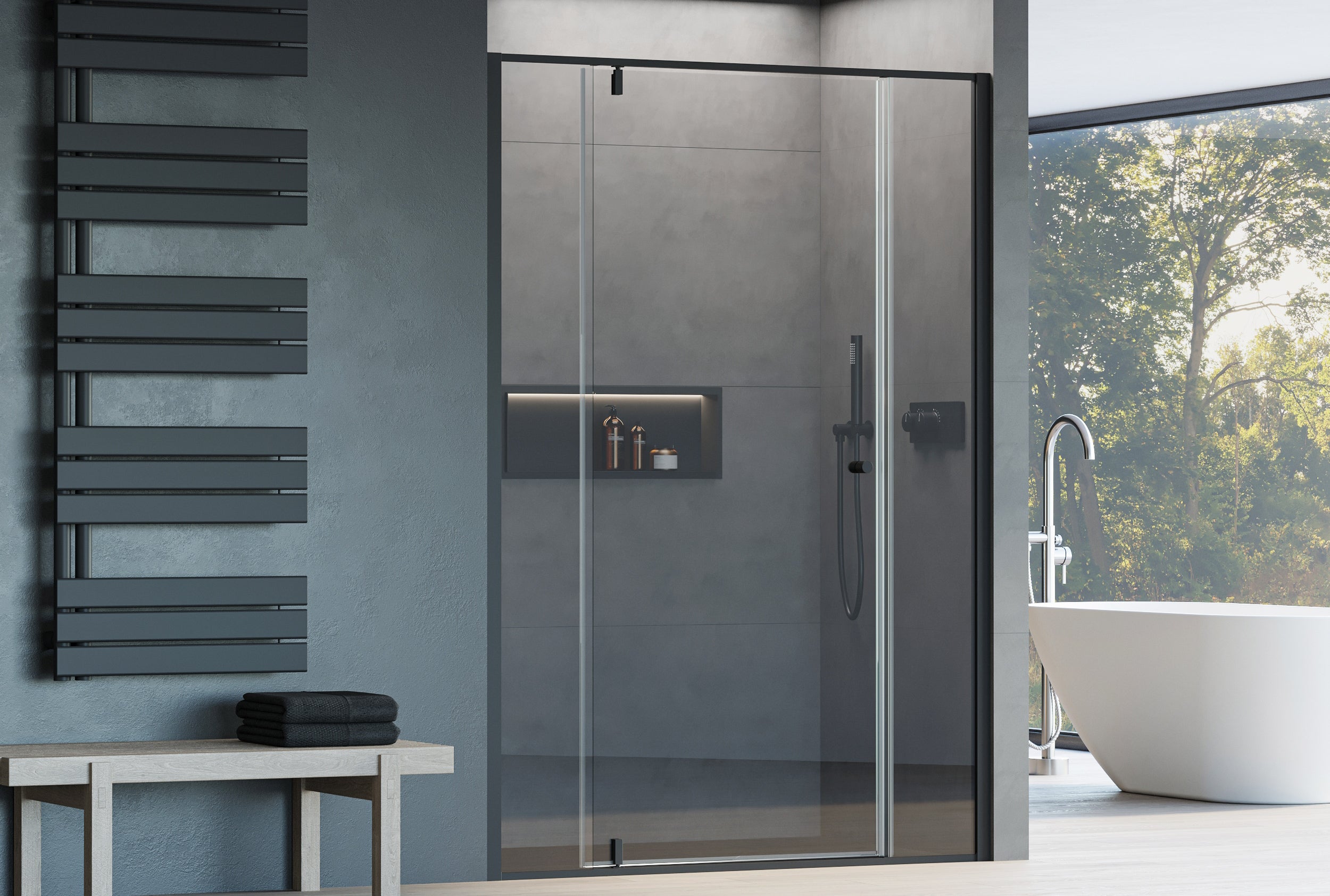 Doccia a incasso con porta a battente - due pannelli fissi NT607 - FLEX